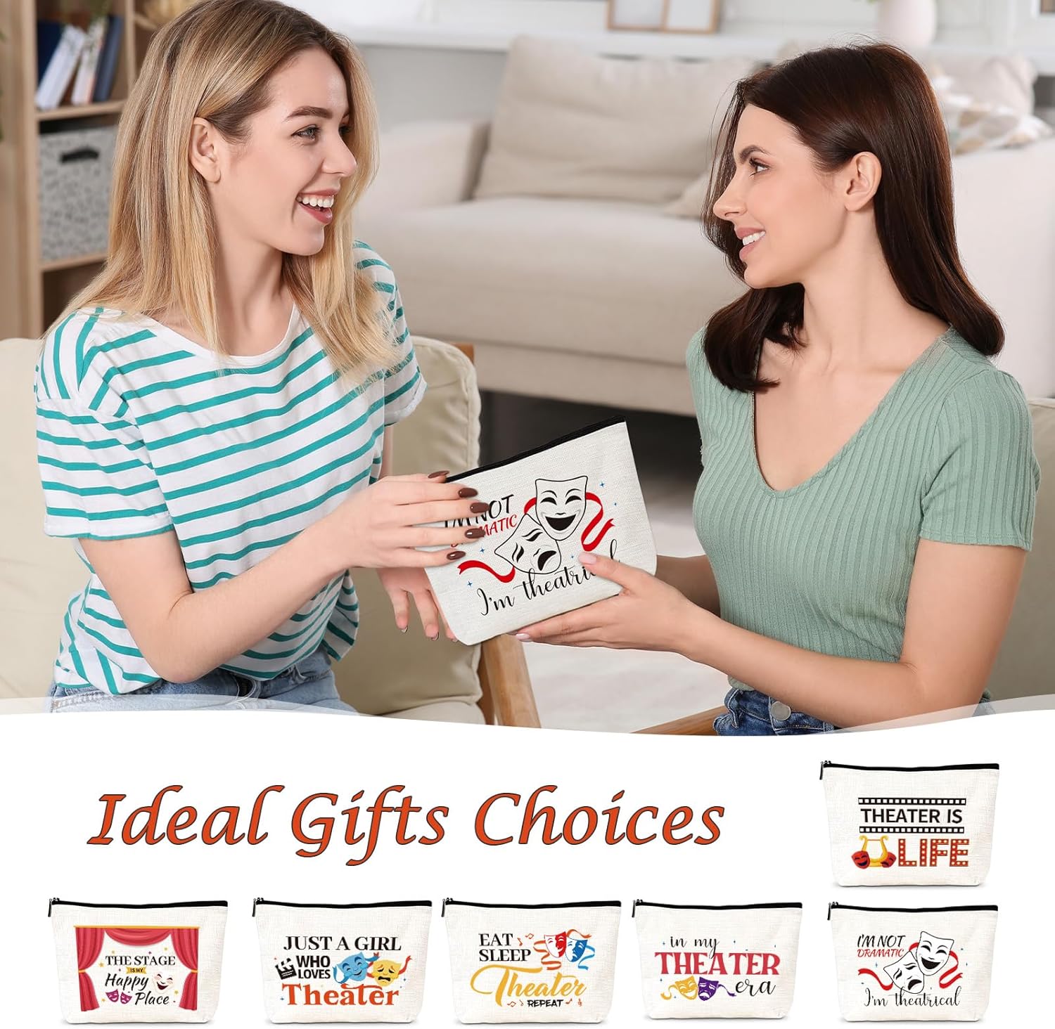 Theater Gifts Makeup Bags - 6Pcs Musical Theater Cosmetic Bags with Zipper, Funny Broaddway Theatre Gifts for Women Theatre Lovers Actors, Birthday Christmas Valentine Mother's Day Presents - Image 6