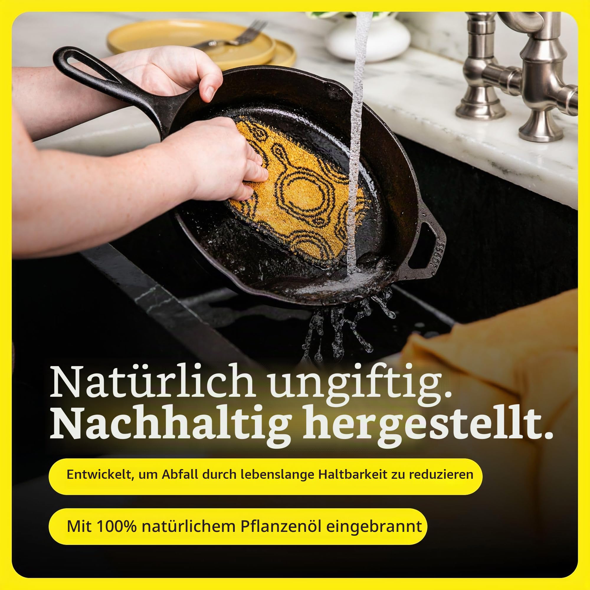 Lodge Bratpfanne Ø 30cm, Höhe 5cm, aus Gusseisen, rund mit Griff, schwarz (1 Stück) | Camping-Kochutensilien