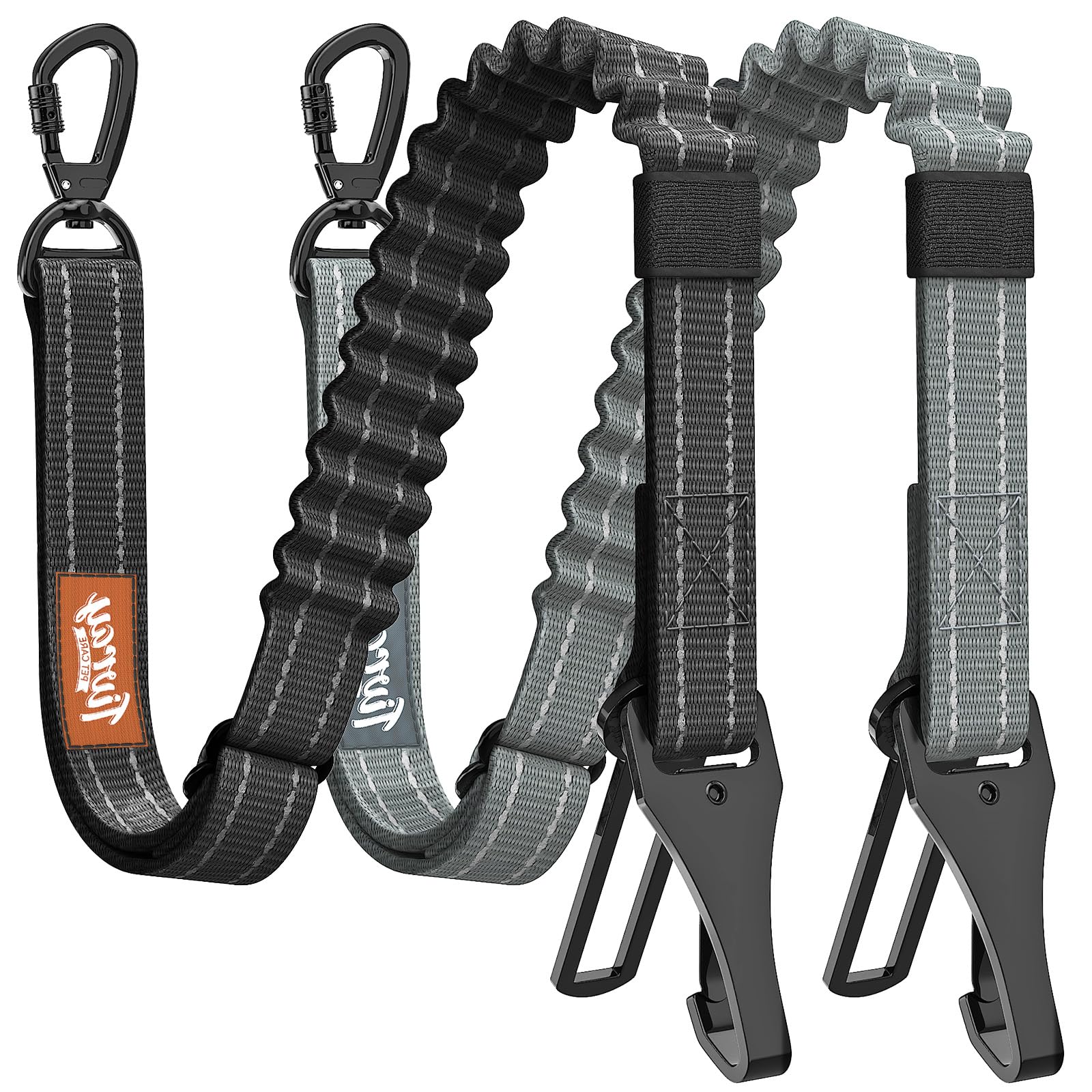 2Pcs Dog Seat Belt, Dog Car Seat Belt Bungee for Pet, Gray &amp; Black