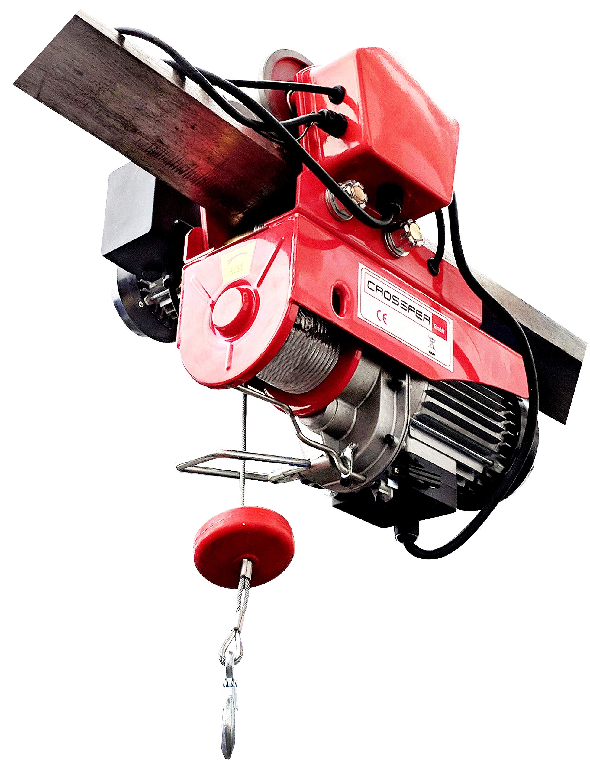 CROSSFER Elektrische Seilwinde mit Laufkatze 990 kg Seilzug mit Fahrwerk 12 Meter Stahlseil 230V