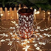 DIBIEECN Solar Dragonfly Lantern - Waterproof Hanging Metal LED Outdoor Lights for Garden Patio Yard Porch, Birthday Gifts for Women Mom Grandma