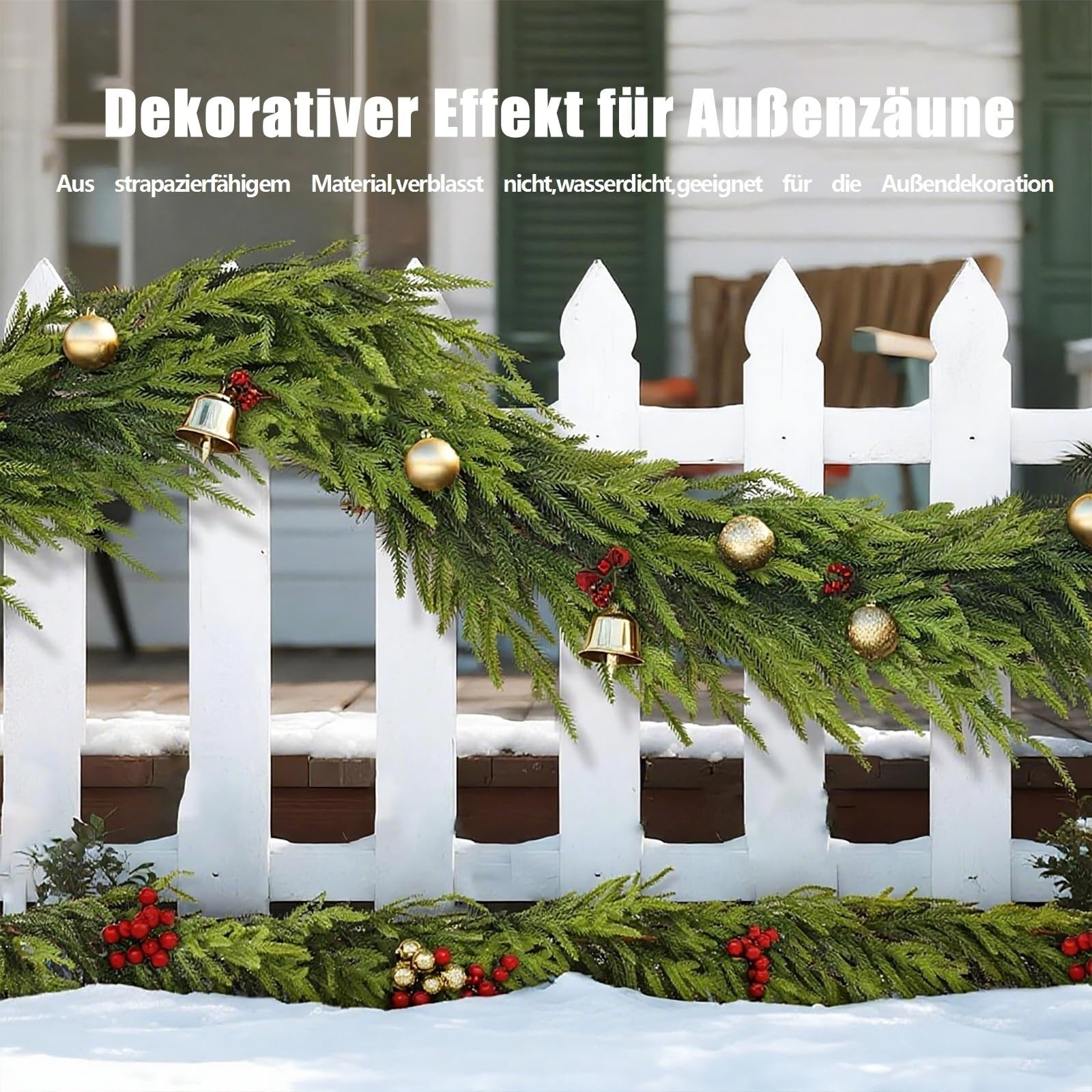 Weihnachtsgirlande，tannengirlande，Artificial Christmas Garland, Lifelike Norfolk Fir Garland，for Christmas Decorations Indoor and Outdoor Use, Railing and Door Frame(2pcs,6ft)