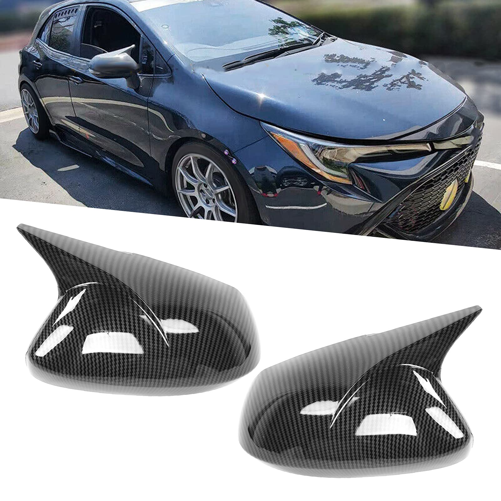 Para Osłona lusterka bocznego Obudowa ochronna w stylu rogu Pasuje do sedana/Hatchbacka (Carbon Fiber)
