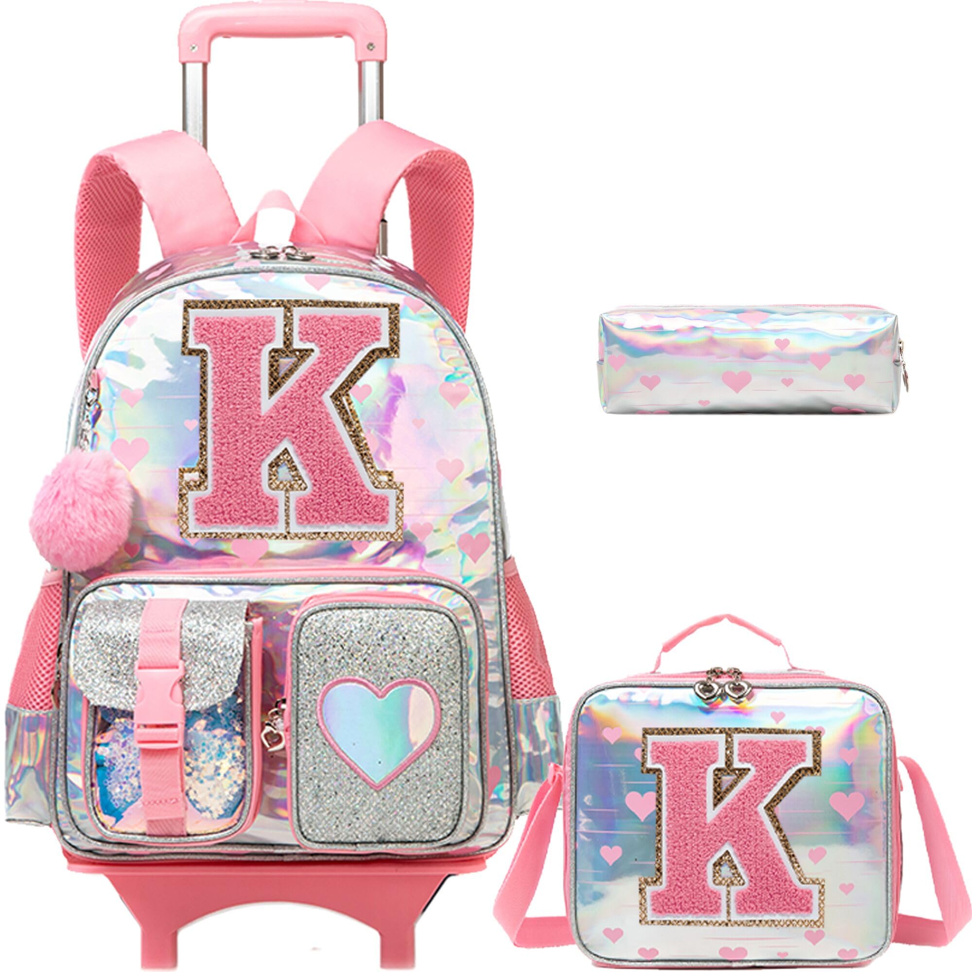 HTgroce Zaino con ruota, zaino per la scuola per bambini e ragazze, set di zaini con ruote