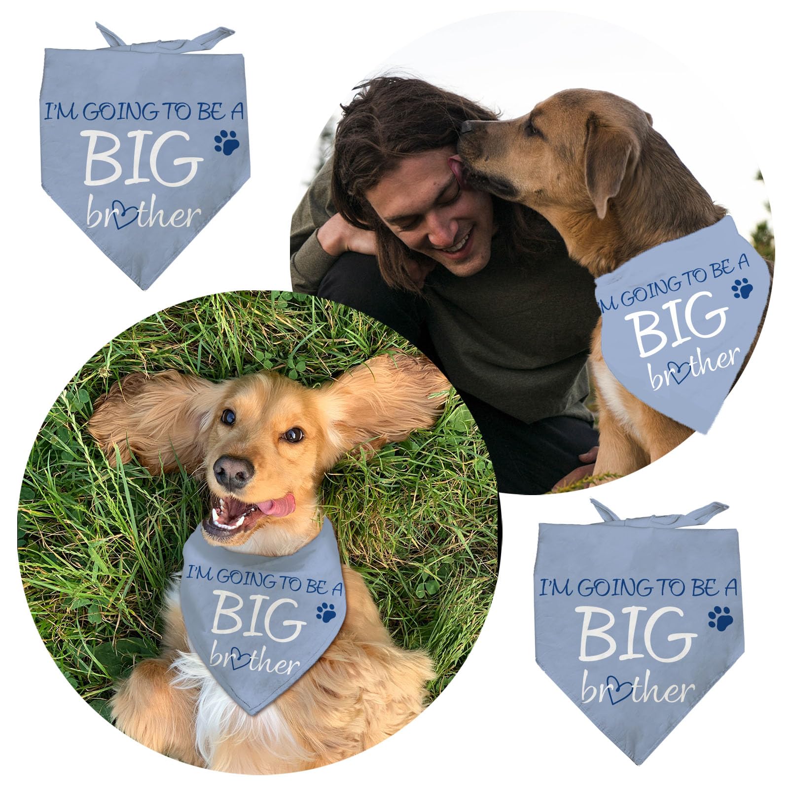 arricraft 1 bandana per Cani Da Compagnia, Bandana Triangolare In Cotone per Animali Domestici "Diventerò Un Fratello Maggiore" Parole Cuore Sciarpa Lavabile Bavaglini Stampati Accessori Capo