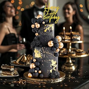 Amazon.co.jp: 75個 ブラックとゴールド ケーキデコレーション