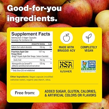 Bragg Balance Apple Cider Vinegar Capsules with Ashwagandha - 90 Capsules
