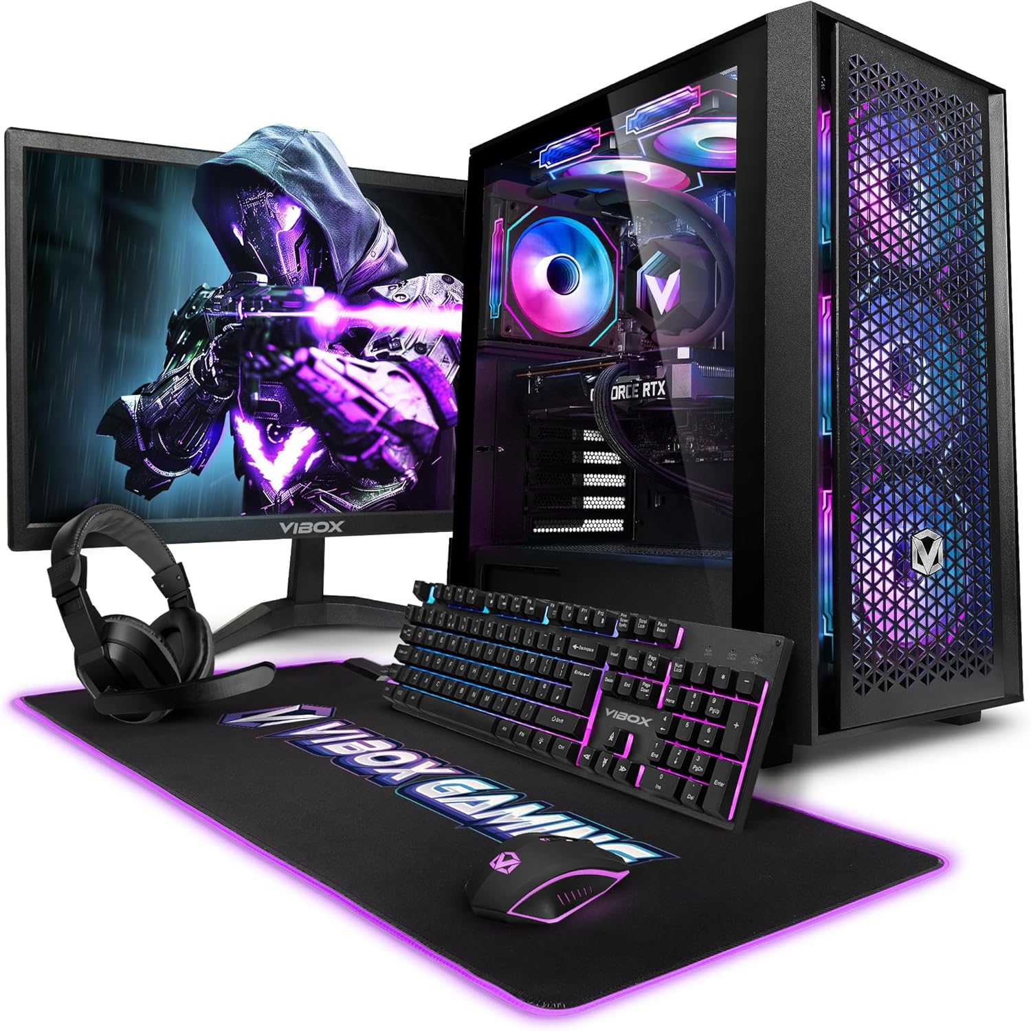 VIBOX VIII-100 PC Gamer Complet • 23" Écran • Intel Core i9 12900KF 16 cœurs • Nvidia RTX 5060 8 Go • 16 Go RAM • 1 to SSD • Windows 11 • WiFi 6 + Bluetooth 5.4