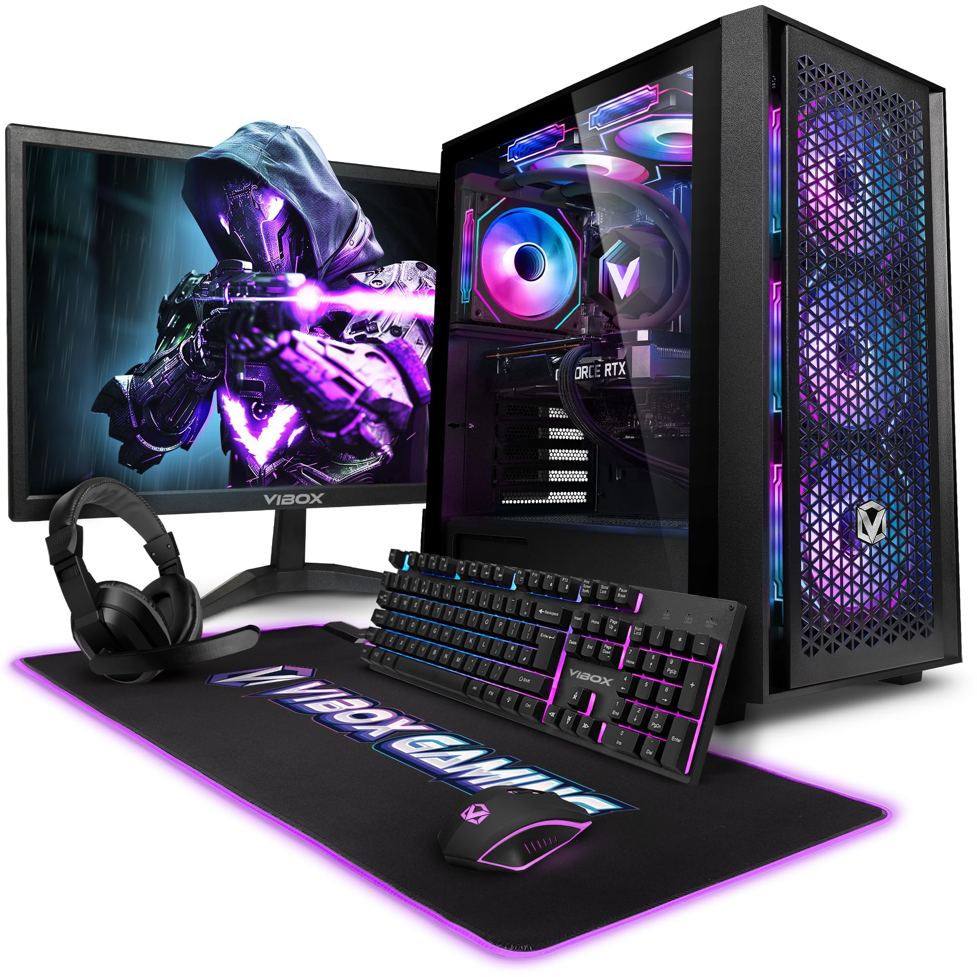 Vibox VIII-100 PC Gaming Completo • Schermo da 23 pollici • Intel Core i9 12900KF 16 cores • Nvidia RTX 5060 8GB • 16GB RAM • 1TB SSD • Windows 11 • WiFi 6 + Bluetooth 5.4