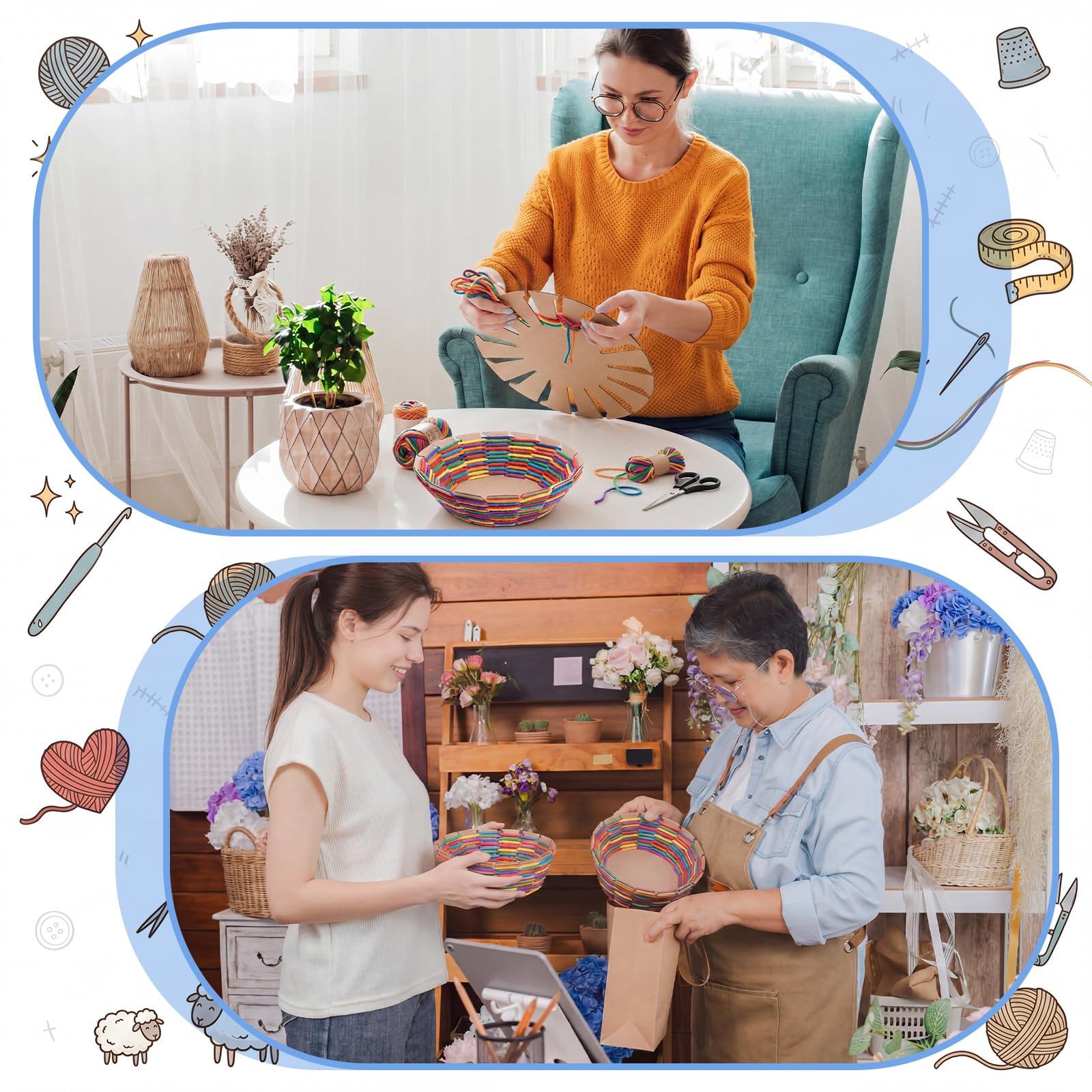 Sabary Kit di 36 basi per tessitura per cesti, 22,9 cm, per fai da te, per progetti artistici e artigianali, cesti pasquali attività