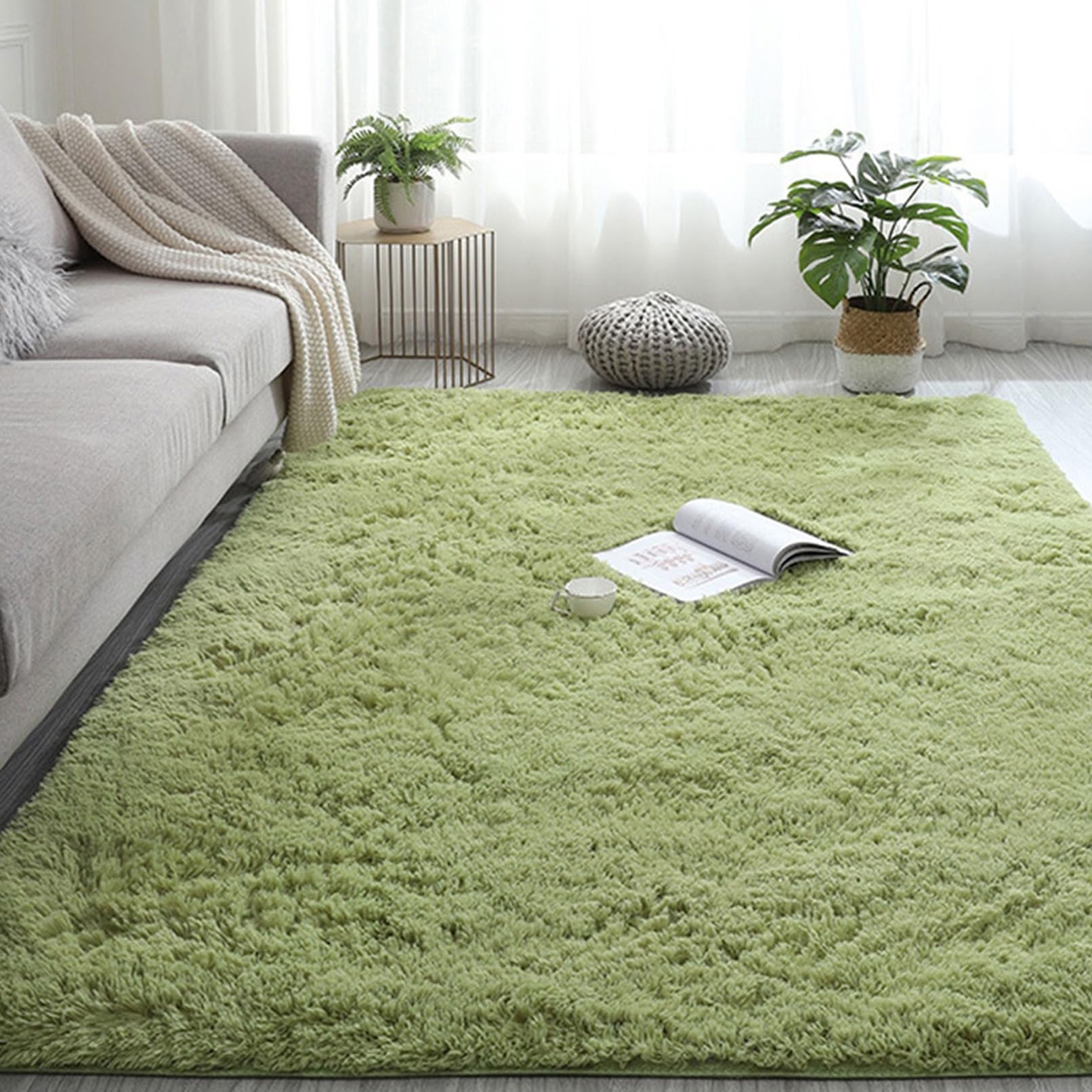 Chbin Army Green Shaggy 150 X 300 Cm Shaggy Rug Faux Fur Skid Bathroom Rug Bedroom Rug Non Shedding For Room Decor Kitchen Children Rooms Rugs,