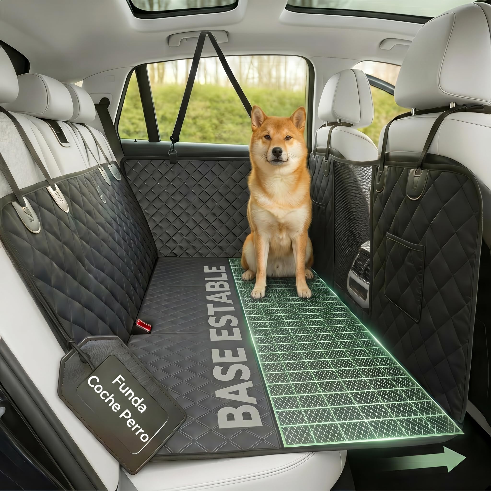 Dog Car Cover, Stable Base, Ultra Waterproof and Non-Slip, Extreme Durability Tested Fabric, 150 kg, Car Protector for Dogs and Back Seat for SUVs and Cars