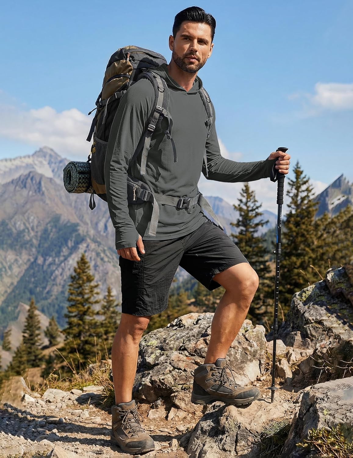 COOFANDY Mens UPF 50+ Hoodie Shirts Long Sleeve Rash Guard Sun Protection Fishing Shirts Lightweight Quick Dry Hoodies - Image 3