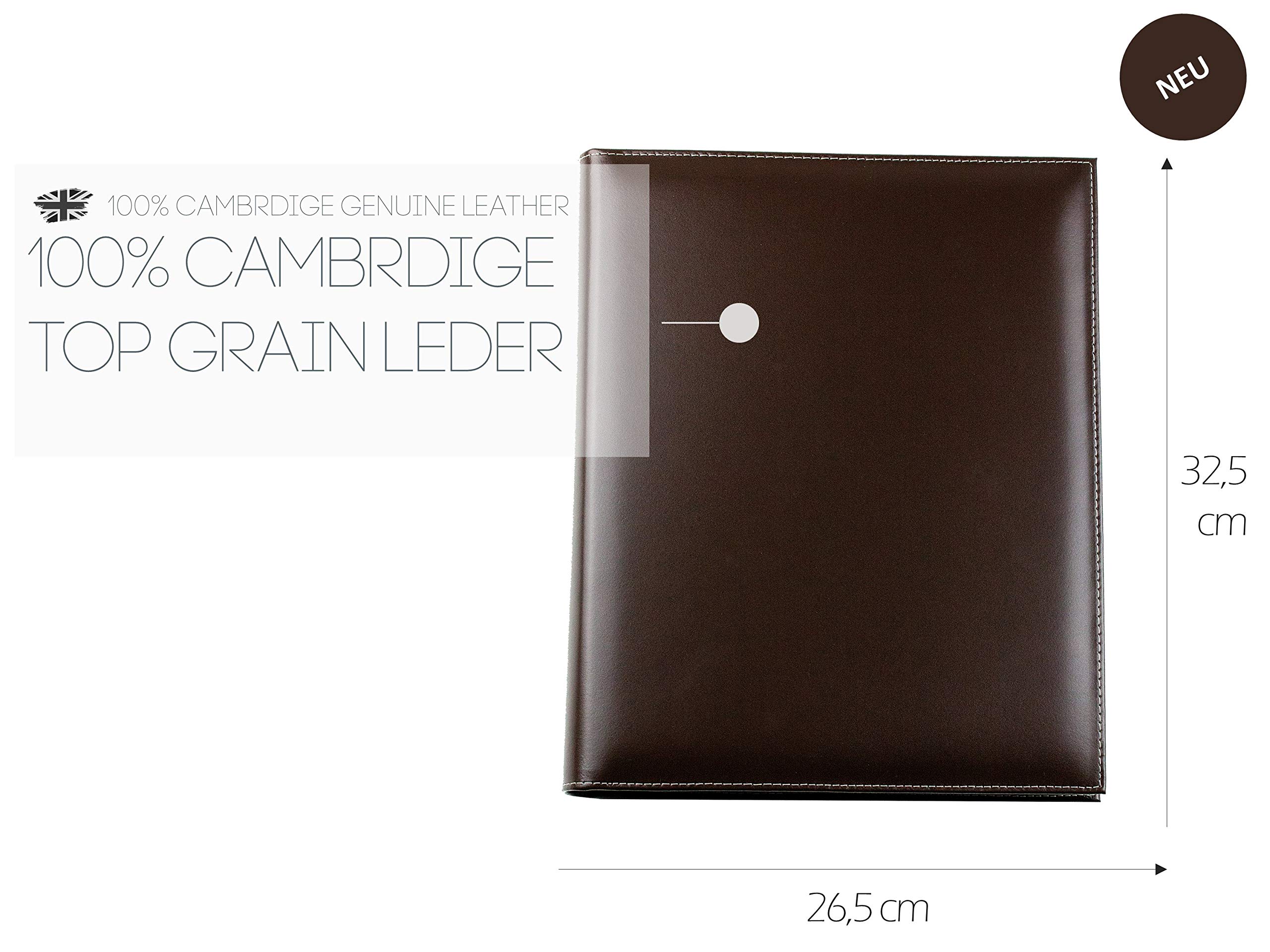 Classeur Anneaux A4 Cuir Véritable Cambridge Noir – Porte-Documents Personnalisable Top Grain – Organisateur Haut De Gamme DELMON VARONE
