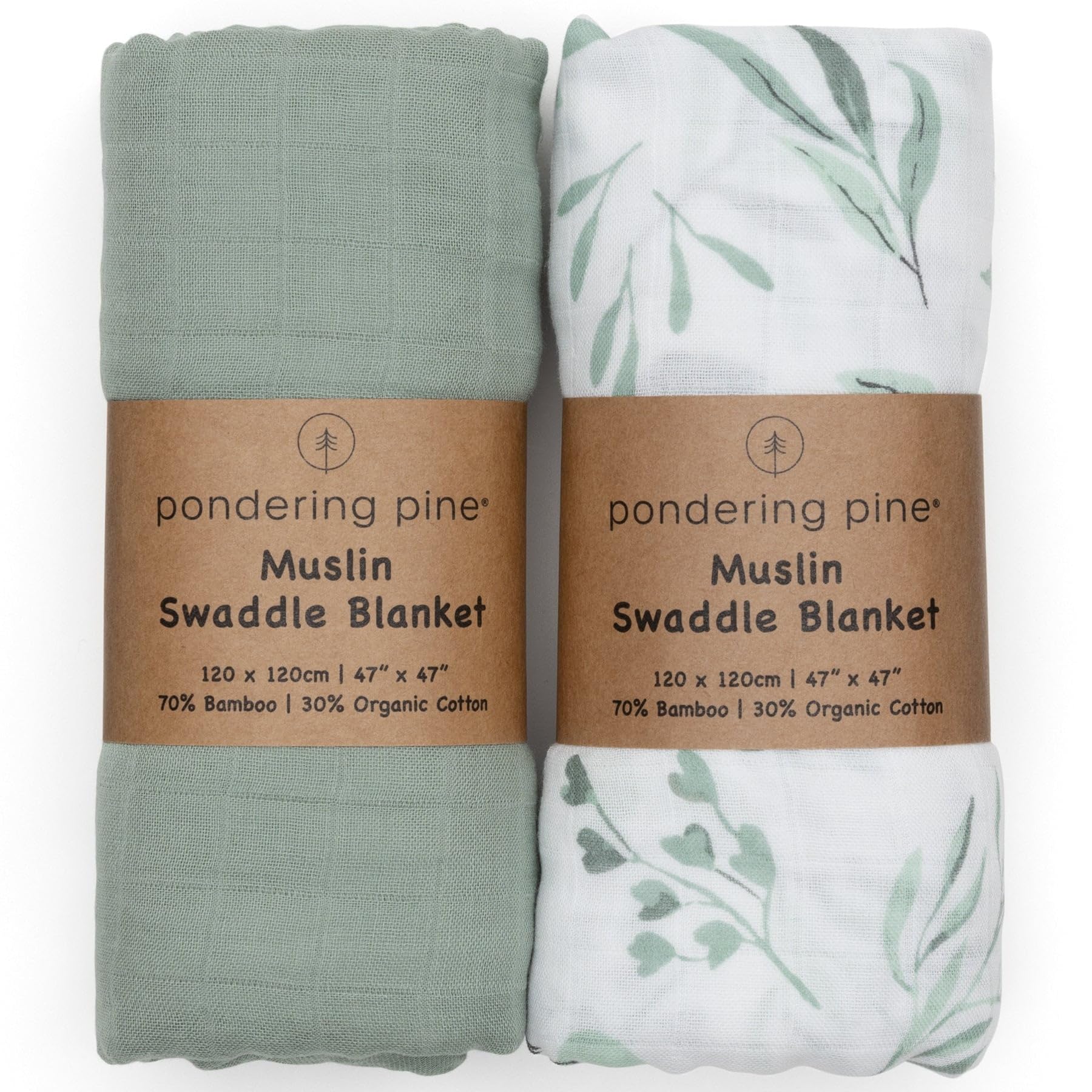 Mantas de muselina orgánica para bebé para niño o niña, paquete de 2 unidades, algodón orgánico suave y muselina de bambú natural, XL y transpirable, Boho Baby, 47 x 47 pulgadas