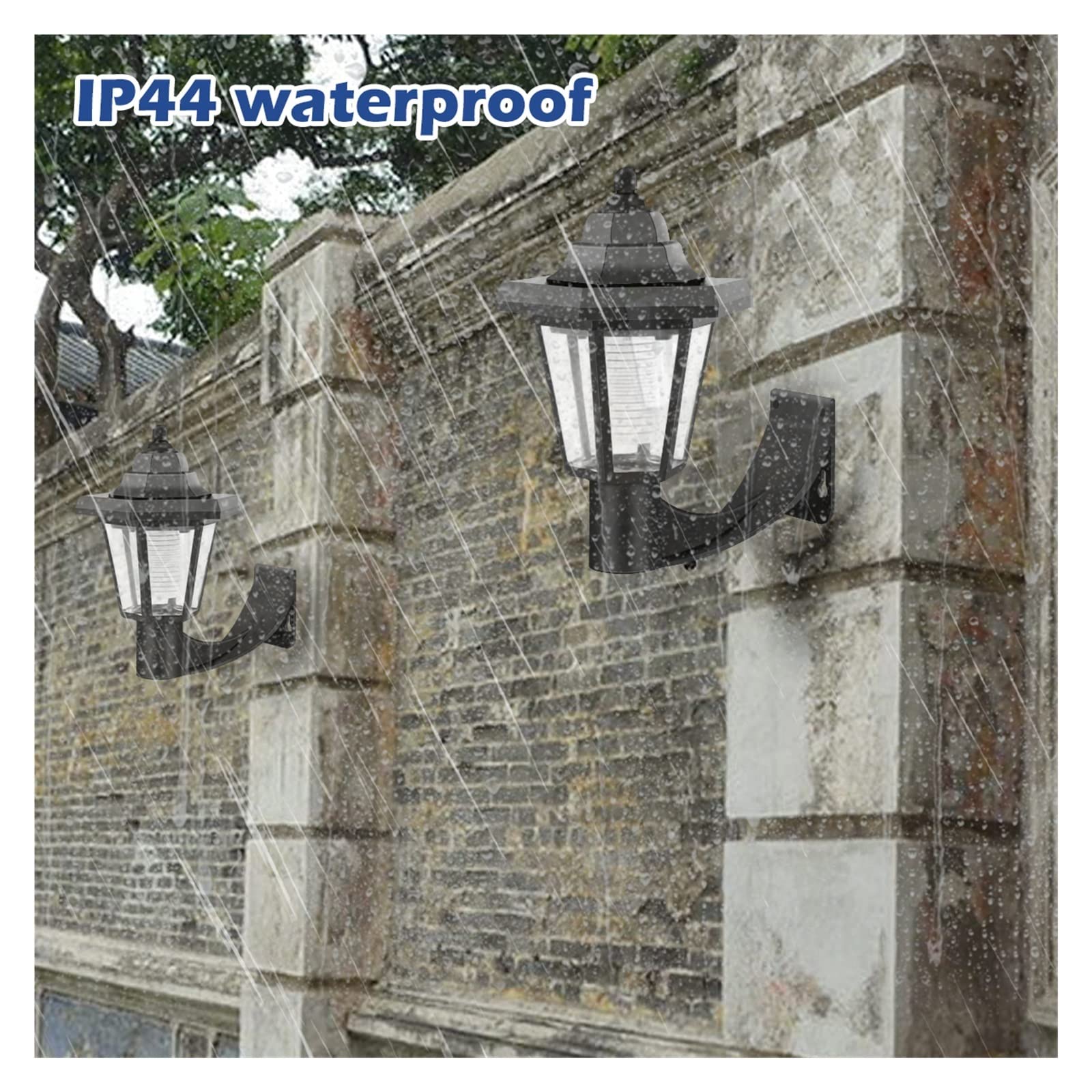 Ogrodowe lampy solarne Solarne lampy ścienne LED Lampa gankowa Oświetlenie ogrodowe zewnętrzne Wodoodporne sześciokątne oświetlenie latarni ulicznej Retro wystrój dziedzińca 2 szt.