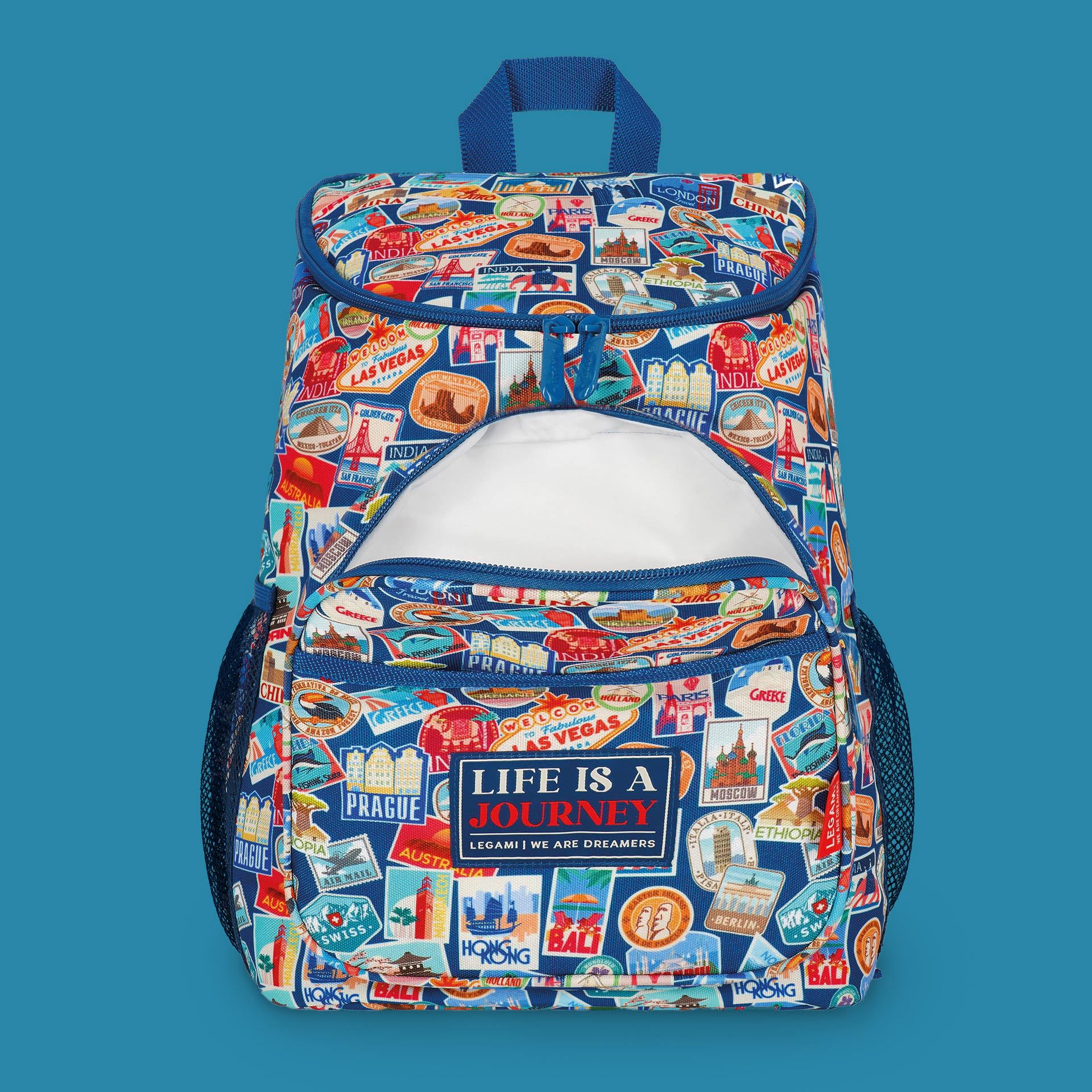 Legami - Thermorucksack Cooler Backpack, strapazierfähig, wärmeisolierend, tropfsicher, geräumig, Hauptfach, Mitteltasche, 2 Seitentaschen, 29 x 35 x 21 cm