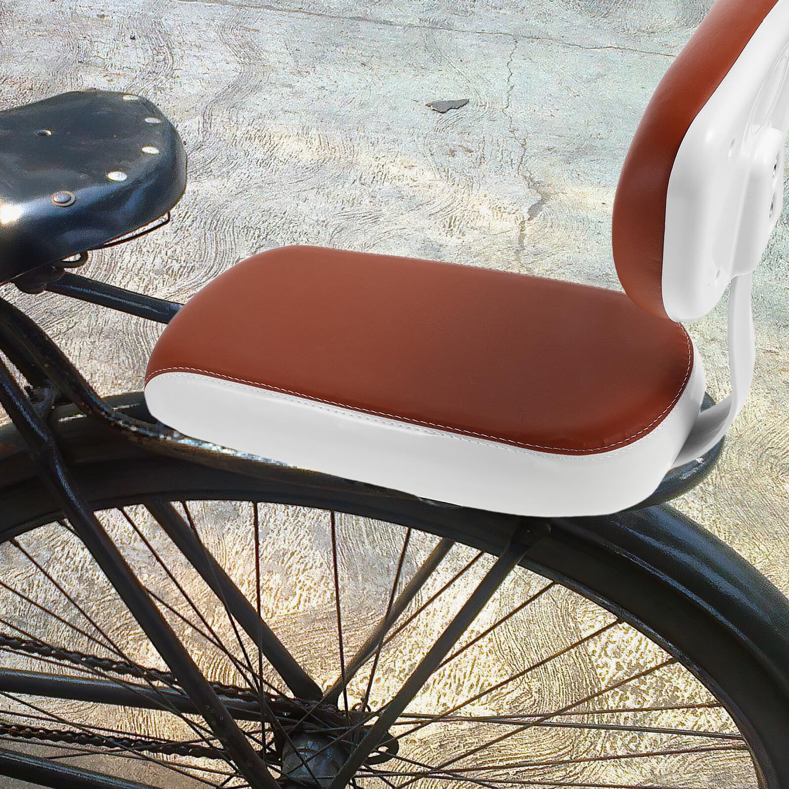 BESTonZON Fahrrad Rücksitz Gepolstert mit Rückenlehne Armlehnen und Fußstützen Wetterfestes Mountainbike Sozius Sattelpolster für E Bike und Rennrad