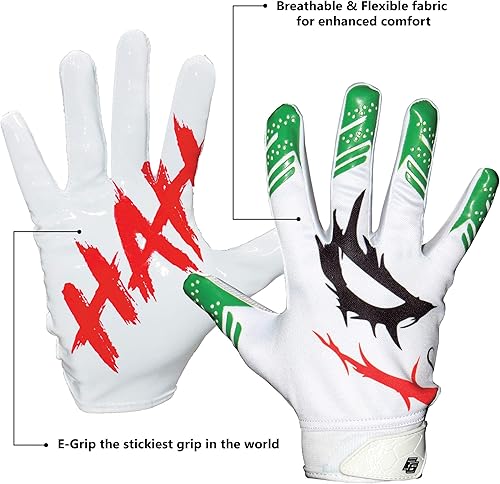 Miniatura 4 de Essential Wear Guantes de fútbol para hombres - Guantes de fútbol blancos para jóvenes y adultos - Guantes receptores mejoradores de rendimiento con