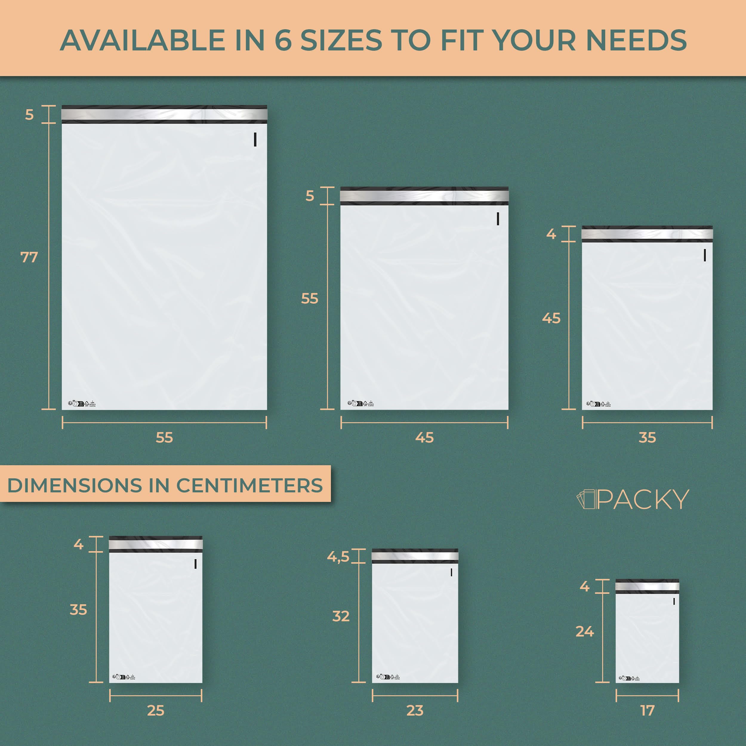 PACKY - Buste Spedizione Plastica Bianca 45x55 Cm - 100 Pezzi - Buste Adesive