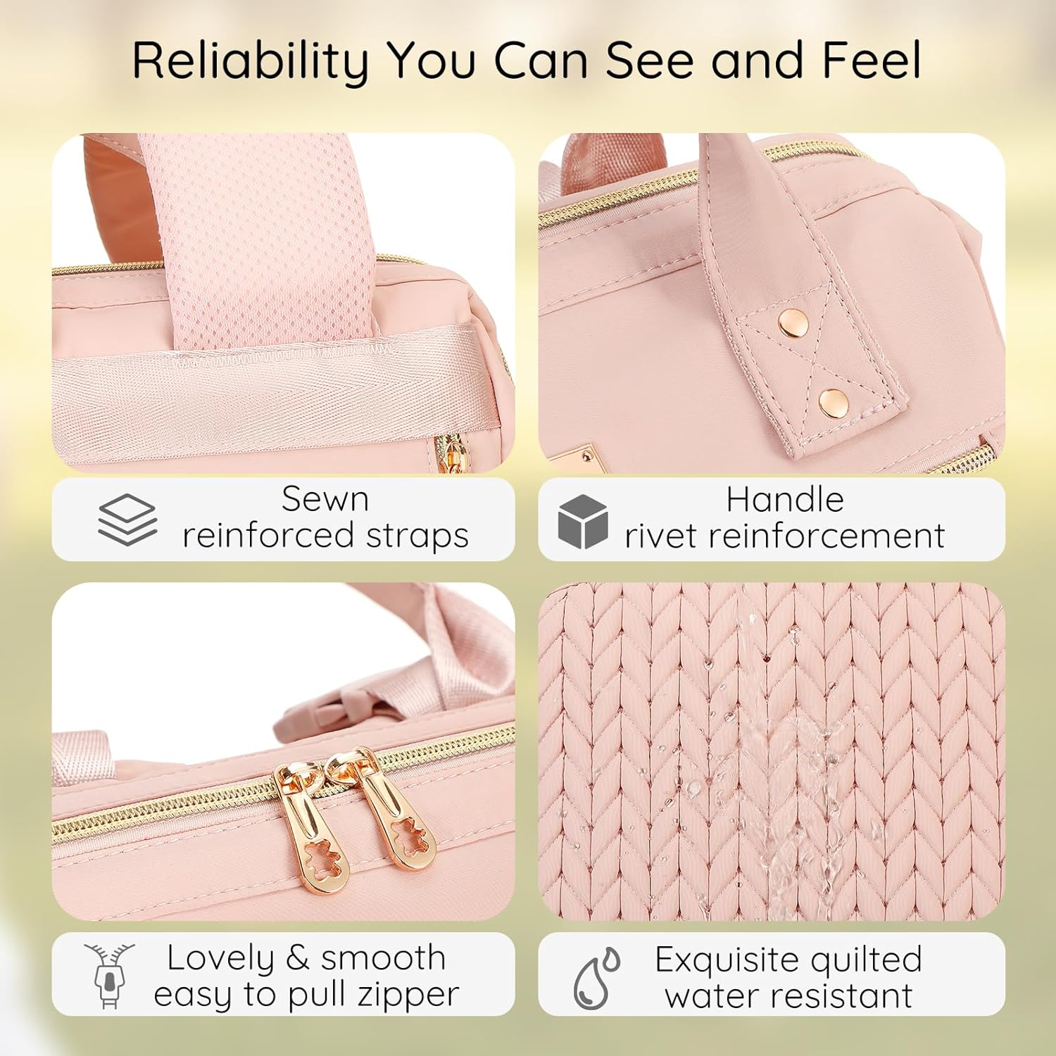 AIJIEKE Diaper Bag, Large Wide-Open Baby Diaper Backpack, Multi-functional Baby Travel Tote Bag, Diaper Bag with Changing Pad, Diaper Bags for Mom & Maternity (Pink) - Image 4