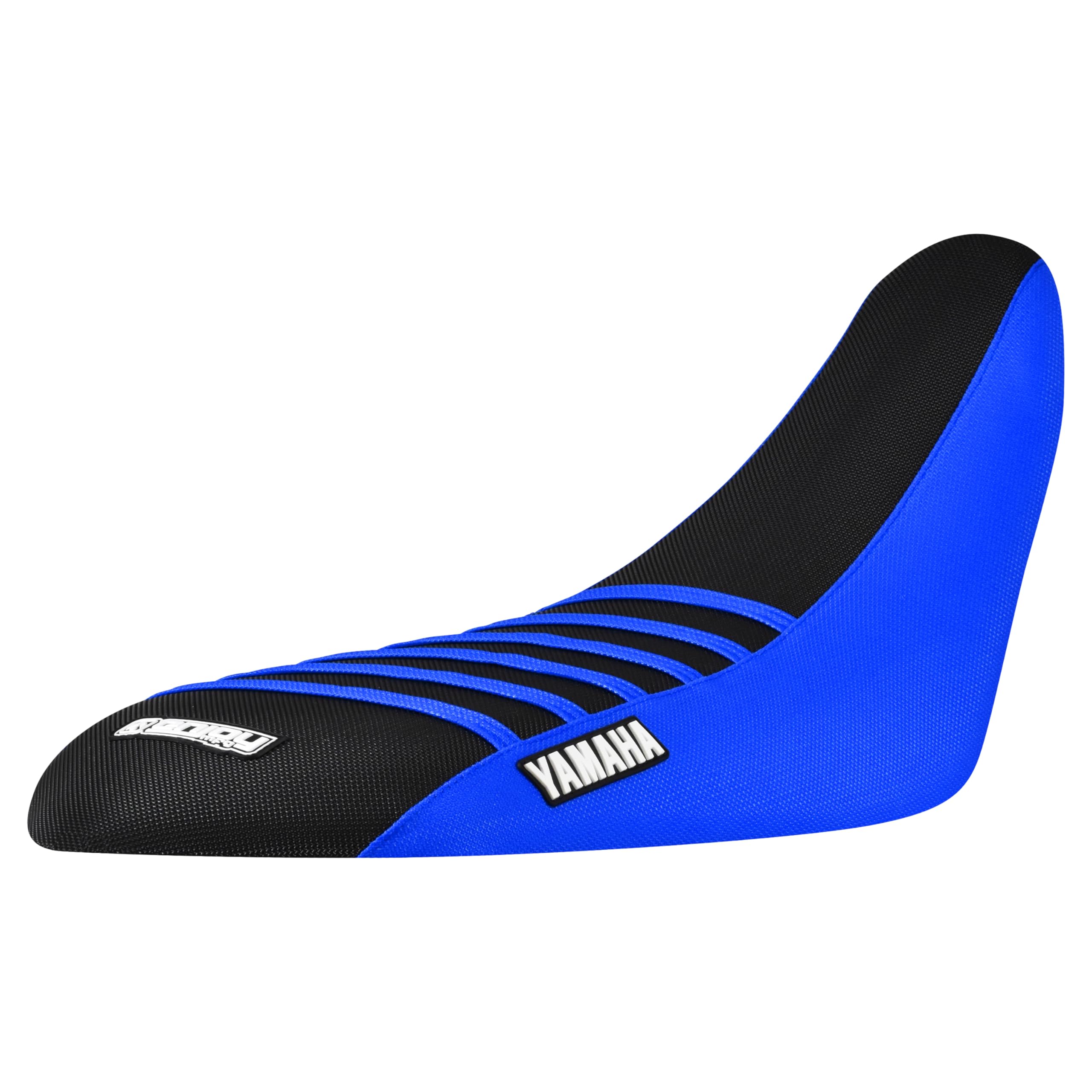 Enjoy Mfg Seat Cover - Compatible Fit for Yamaha Raptor 700 700R 2006-2021 (Color Side & Rib) #193 (TM Blue Sides/Black top/TM Blue Ribs)