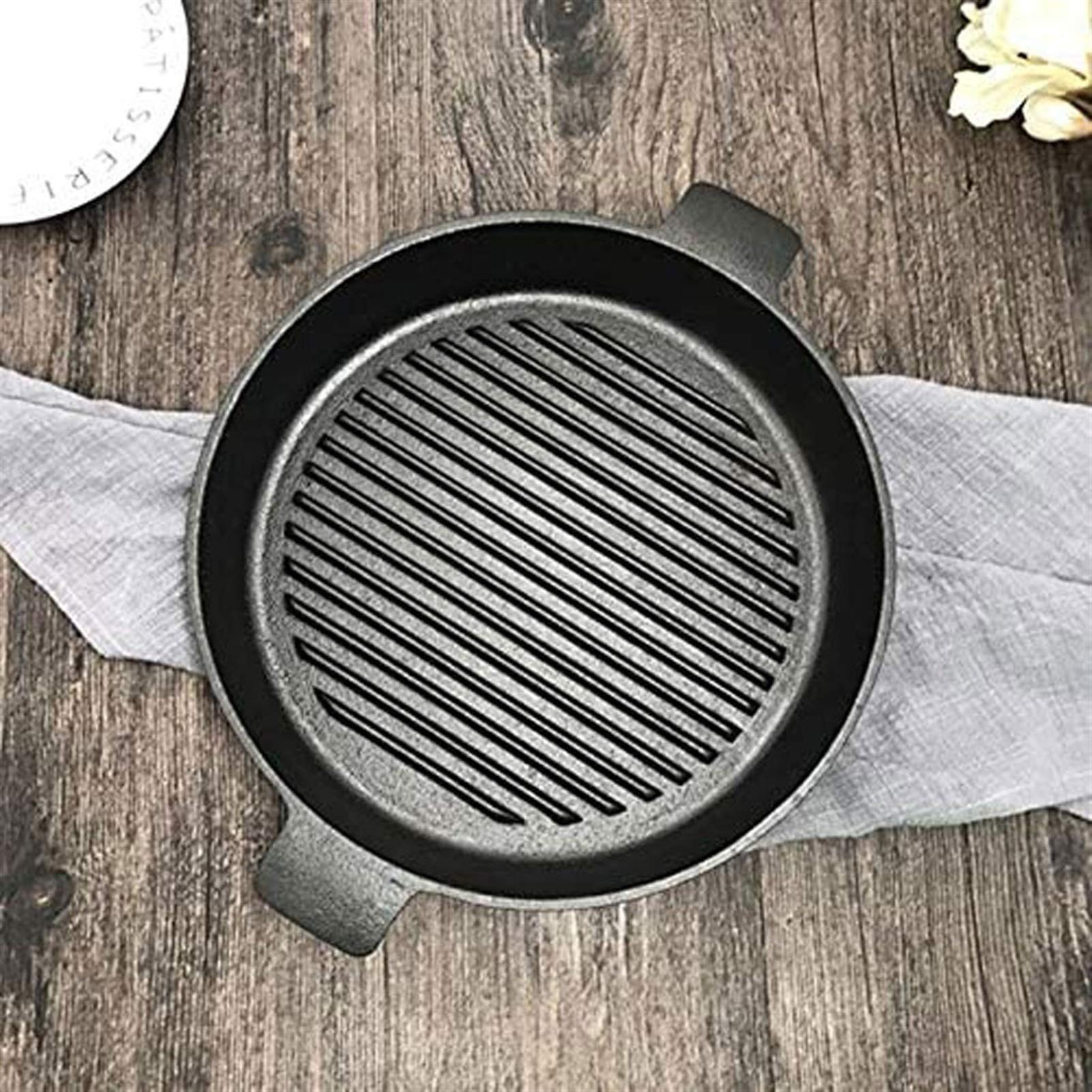 Grube, Prążkowane Patelnie Żeliwne, Patelnie Do Grillowania Steków, Niepowlekana, Nieprzywierająca Płyta Grillowa, Garnek Do Pieczenia