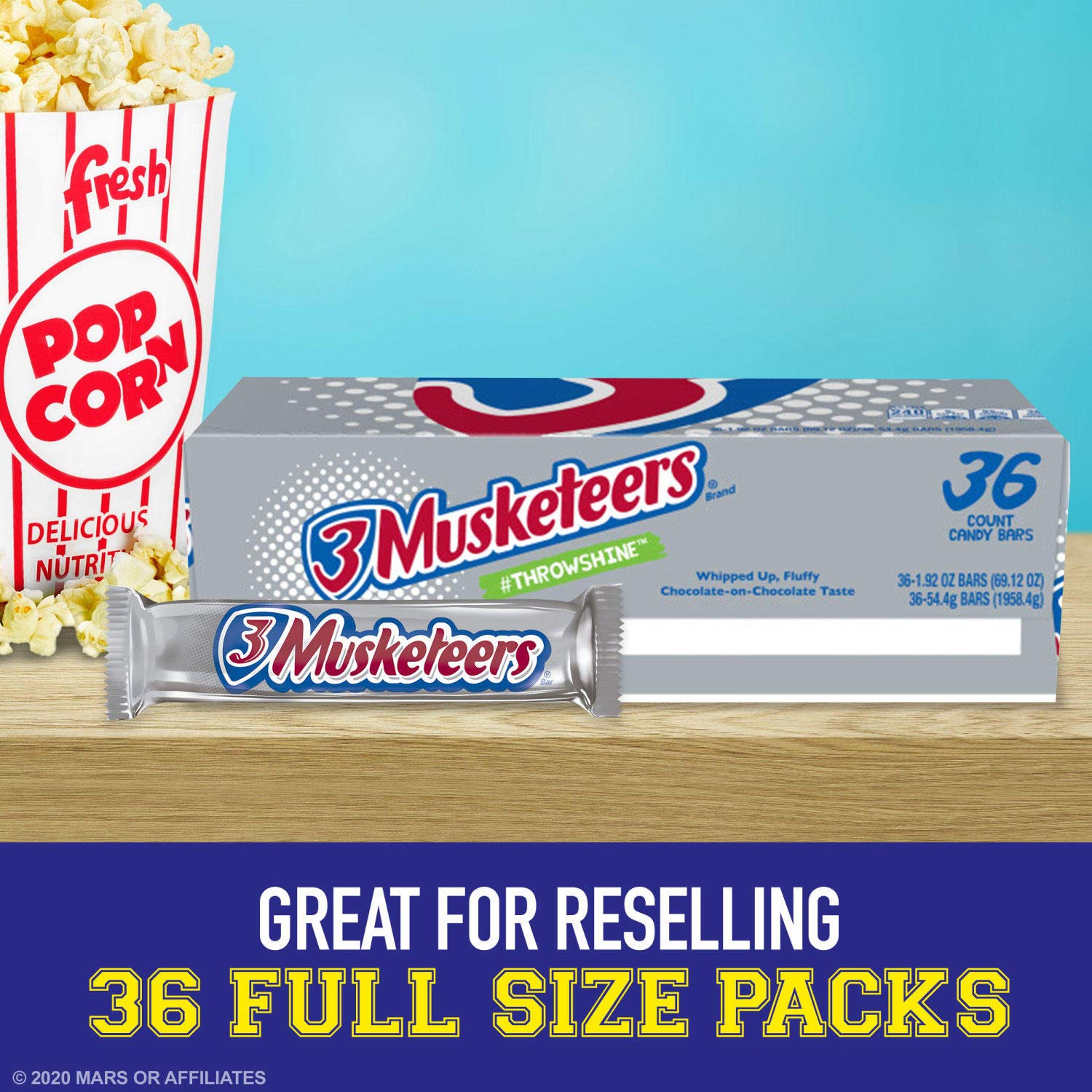 EVAXO 3 Musketeers Candy, Full Size, Bulk Fundraiser (1.92 oz, 36 ct.) #S