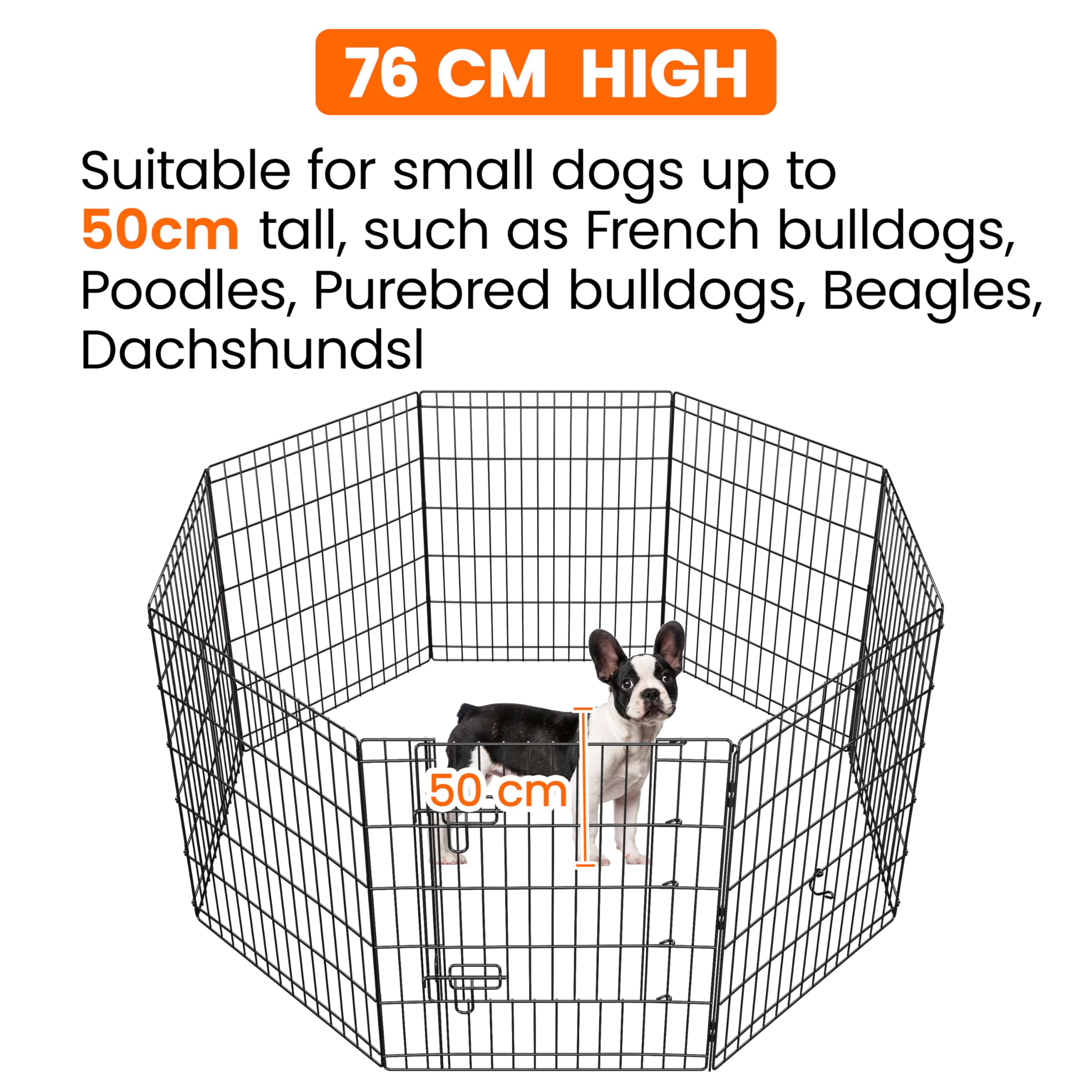 Yaheetech Recinto per Cani 8 pz 61 x 76 cm Conigli Cuccioli Animali Domestici da Interno Esterno Giardino in Ferro Recinzione