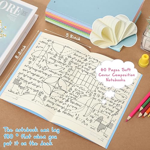 Miniatura 3 de Handepo Paquete de 100 cuadernos de composición A5A6 rayados de composición de papel de estraza a granel, diarios de tapa suave, diario de viaje