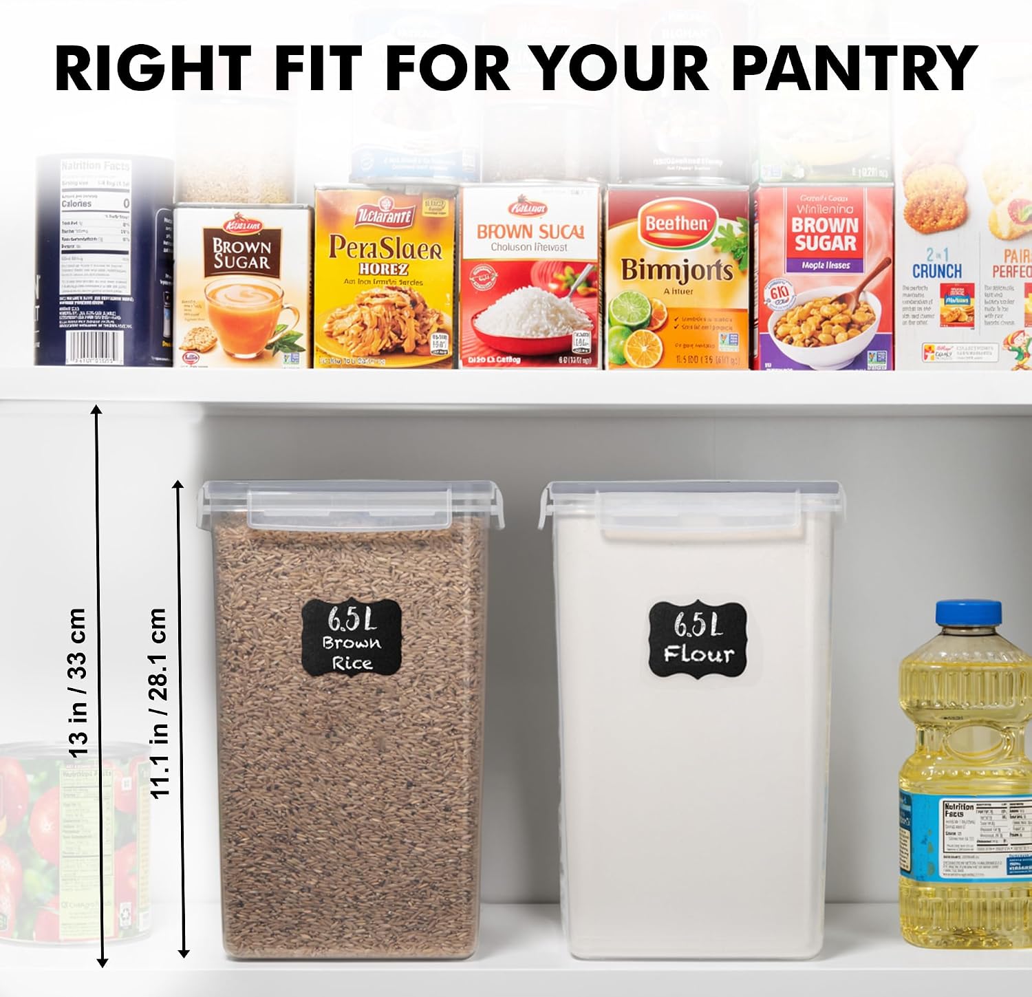 2 PC [7 Qt / 6.5L / 220 Oz] Large Food Storage Containers with Lids Airtight - BPA Free Clear Plastic Kitchen and Pantry Storage Containers for Cereal, Flour, Sugar, Rice thumbnail