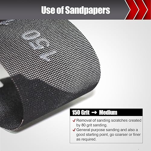 Miniatura 11 de 25 hojas de malla de lijado, surtido de papel de lija para paneles de yeso de grano 80/100/150/180/220, papel de lija húmedo o seco para madera