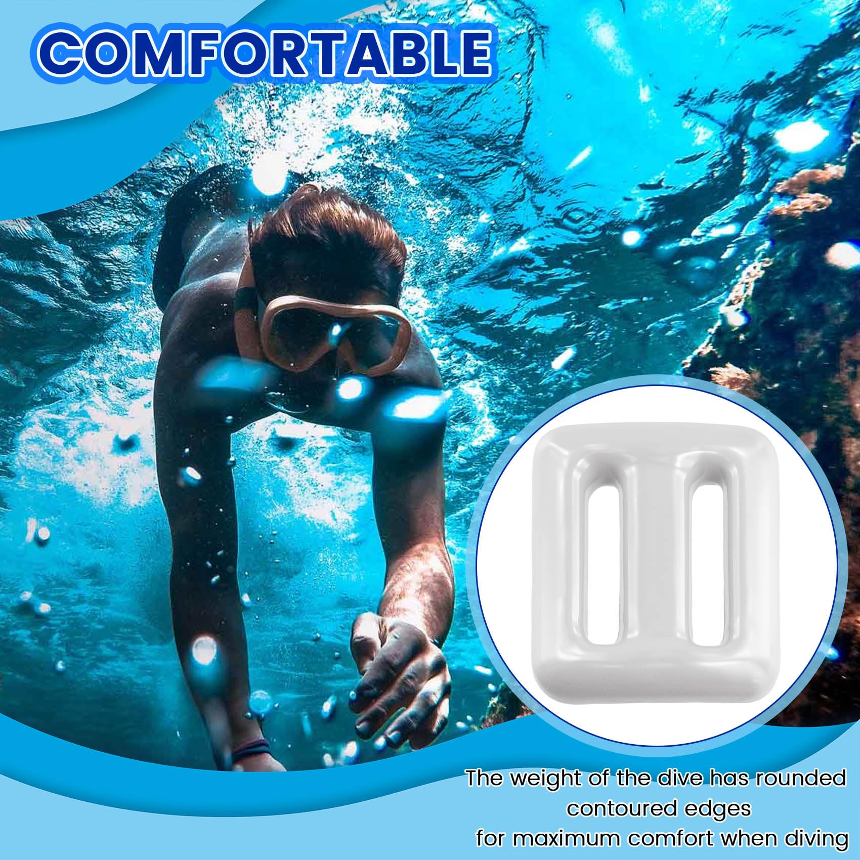 Bloepum Dive Weights for Scuba Diving Weight Belt Coated Lead Diving Weights Coated Dive Weights, Dive Belt Weights 1500g White