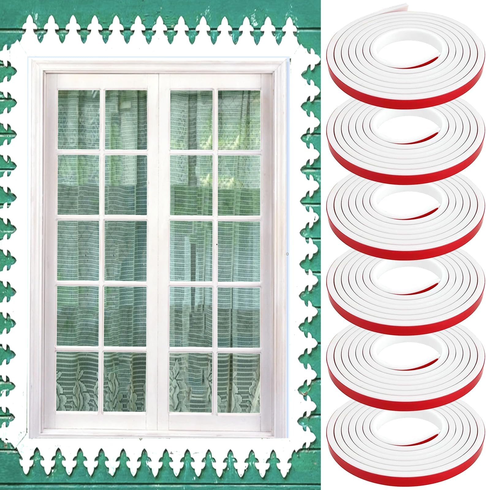 6pcs Window Grille Inserts Grid Kit,40ft Window Window Grid Kit Self-Adhesive Peel and Stick Trim Window Grille Inserts Flexible Molding Trim for Window Frames, White