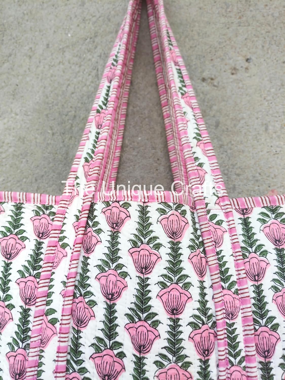 Tote Bag For Women, Shoulder Purse with Inner Pocket, Quilted Cotton Handprinted Reversible Large Multicolor Tote Bag - Image 4