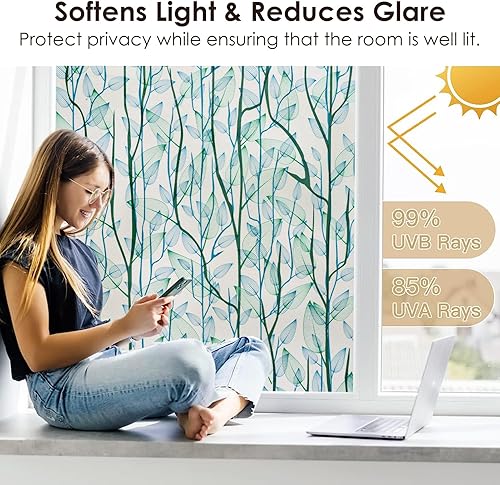Miniatura 3 de DKTIE Película de privacidad para ventana con herramientas de instalación, vitrales decorativos para el hogar, adhesivo estático para ventana de
