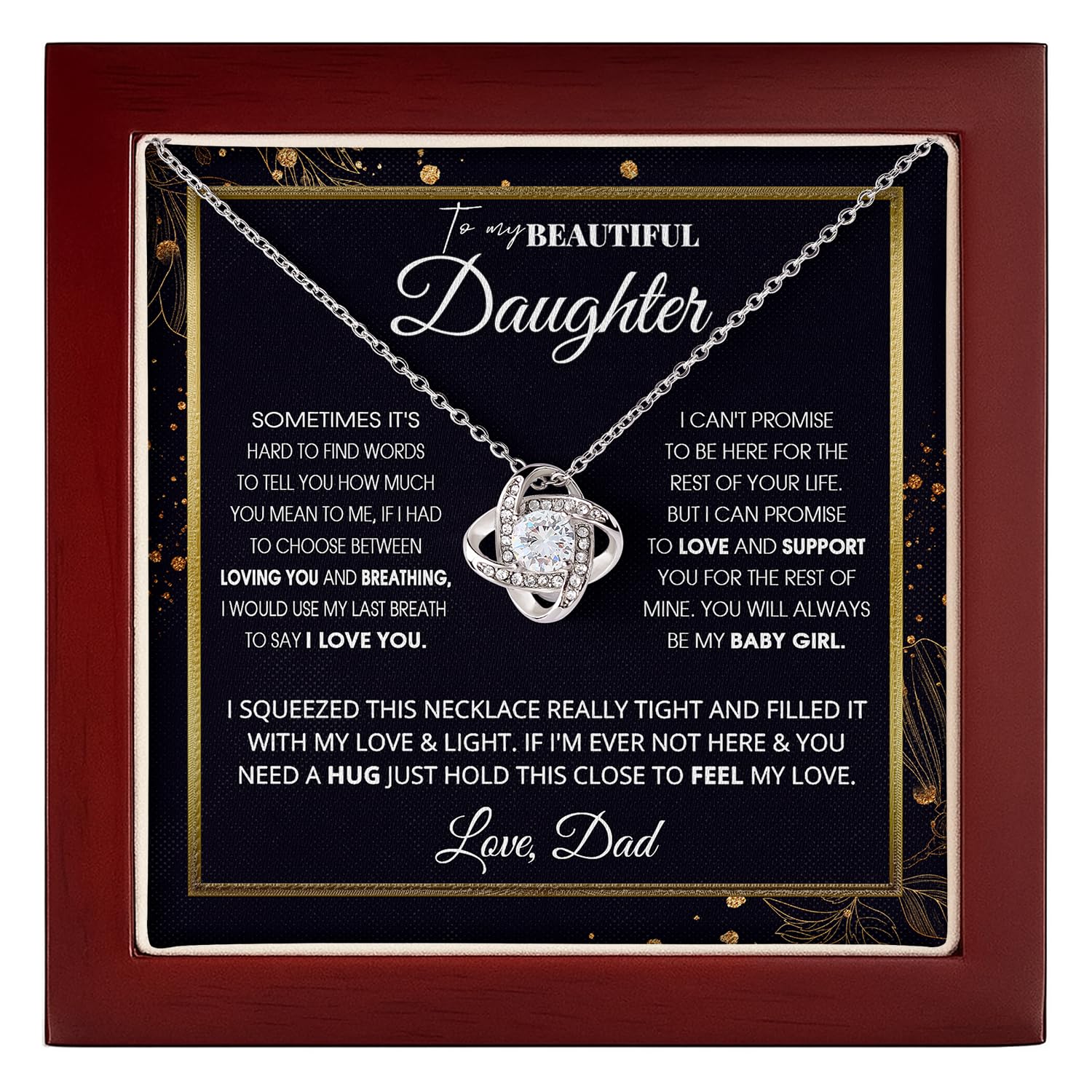 Fa Gifts To My Daughter Necklace from Dad – Meaningful Jewelry Gift with Message Card & Box | Birthday, Graduation, Christmas, or Valentine’s Day Gift