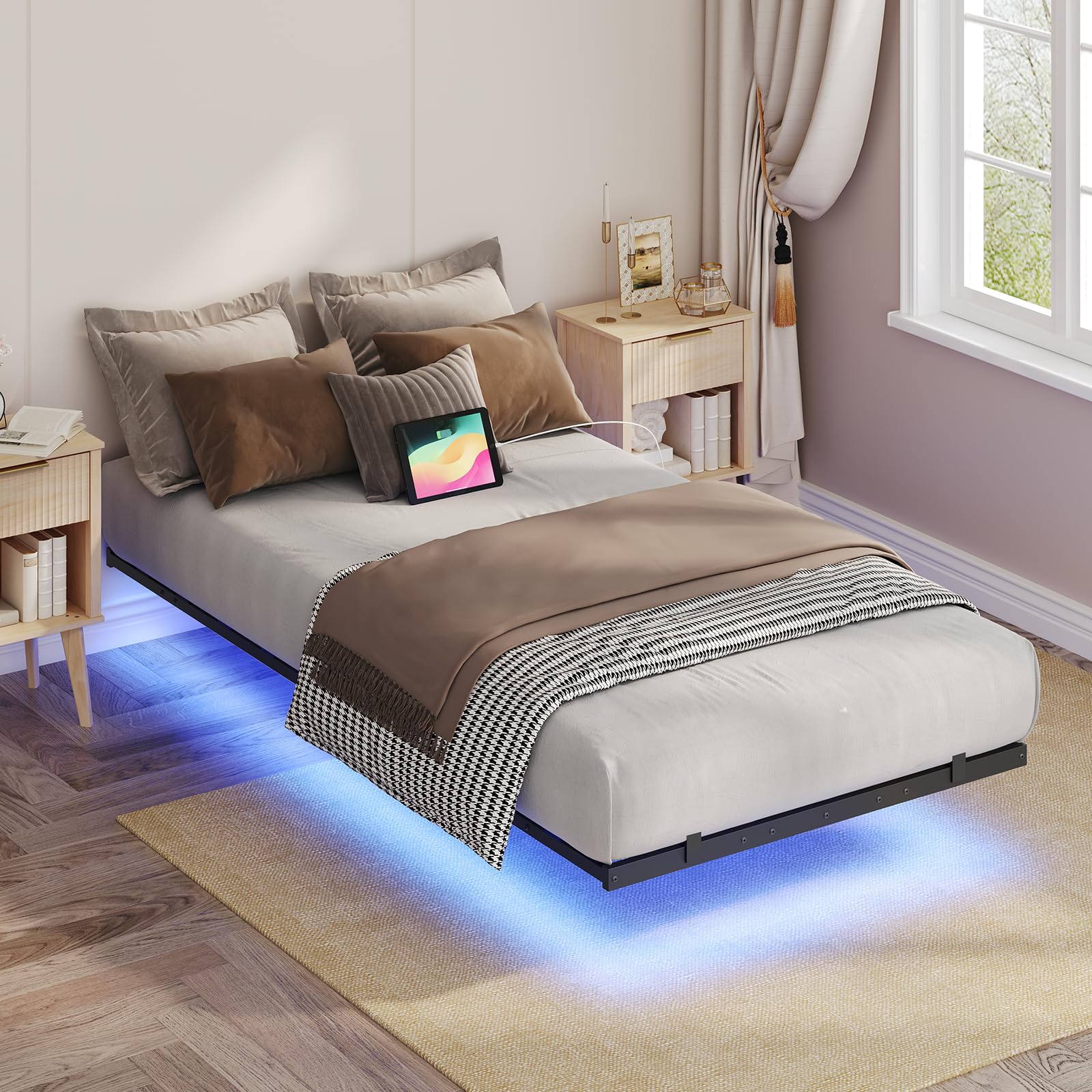 VECOCHO Bedframe 90x200cm met lattenbodem van metaal, bedframe 90x200