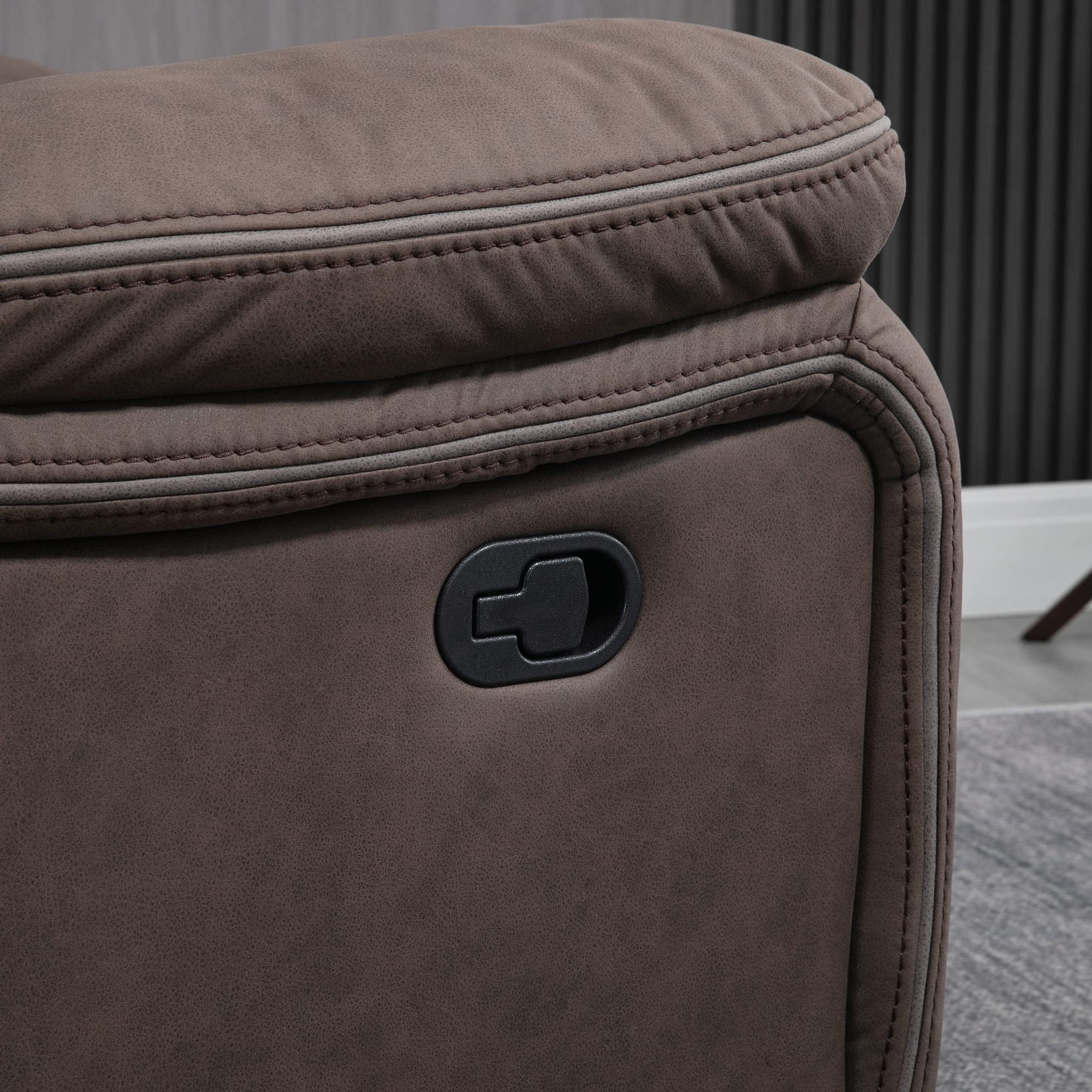 HOMCOM Poltrona Relax con Poggiapiedi, Poltrona Reclinabile Manuale 135°, Rivestimento in Microfibra e Imbottitura Extra, 97x90x96cm, Marrone