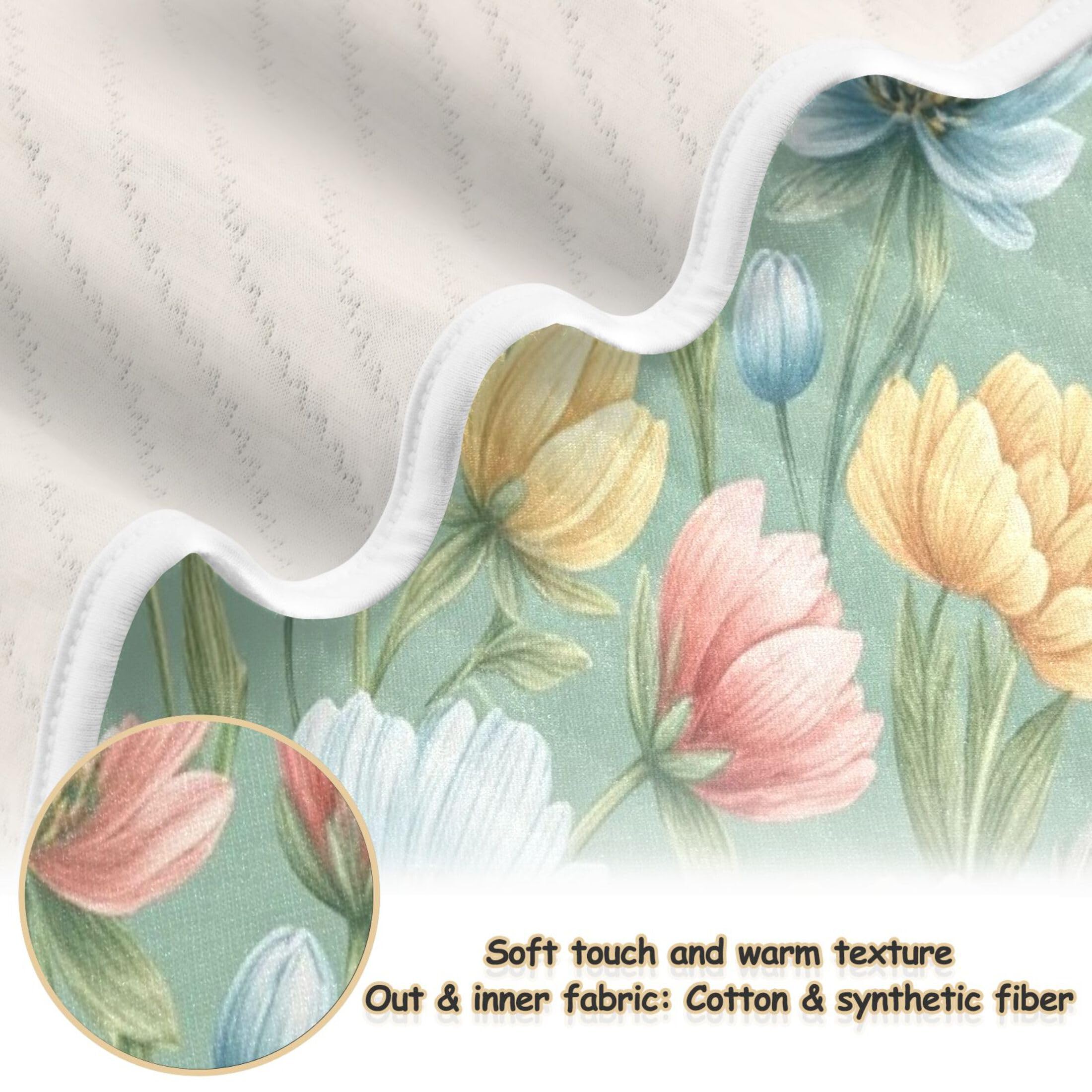 Burbuja Pink Blue Flowers Baby Blanket for Boys Girls, Nursery Soft Warm Swaddling Receiving Baby Blankets, 30x40 in Toddler Blanket