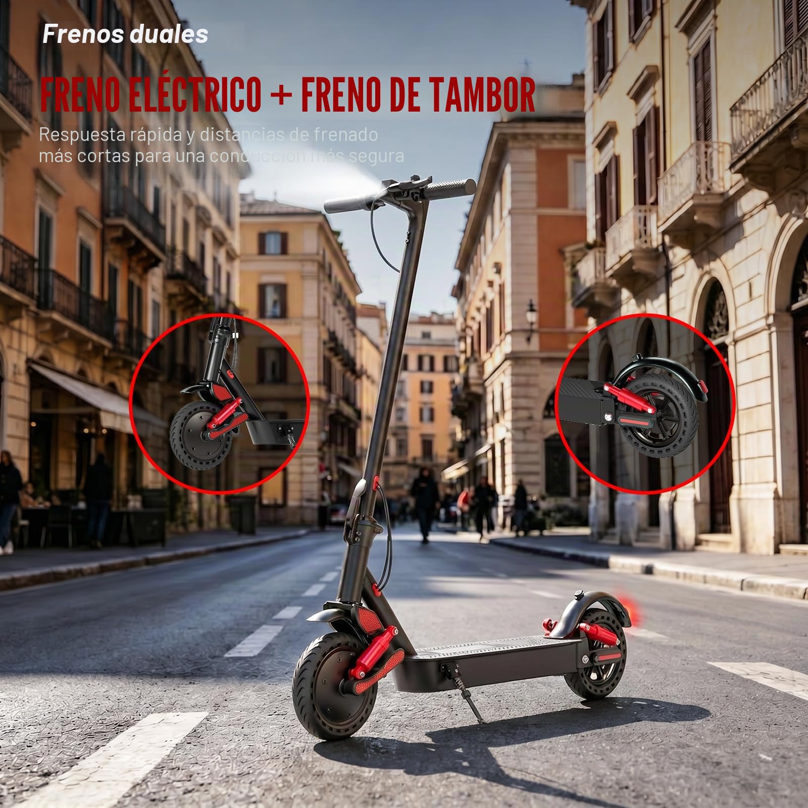 HX D06 Patinete Eléctrico para Adultos Plegable, Motor de 500 W, Batería de 16/25Ah, Autonomía de 40 a 70 km, 25 KM/H, Amortiguadores Dobles Delanteros y Traseros, LCD, App, Desplazamientos Diarios