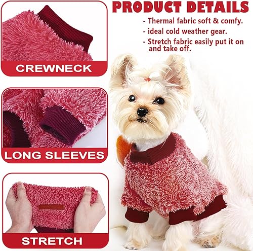 Miniatura 3 de YIikeyo - Ropa de invierno para perros pequeños, niños y niñas, suéter de franela cálido Yorkie Chihuahua, lindo y divertido para cachorros, ropa