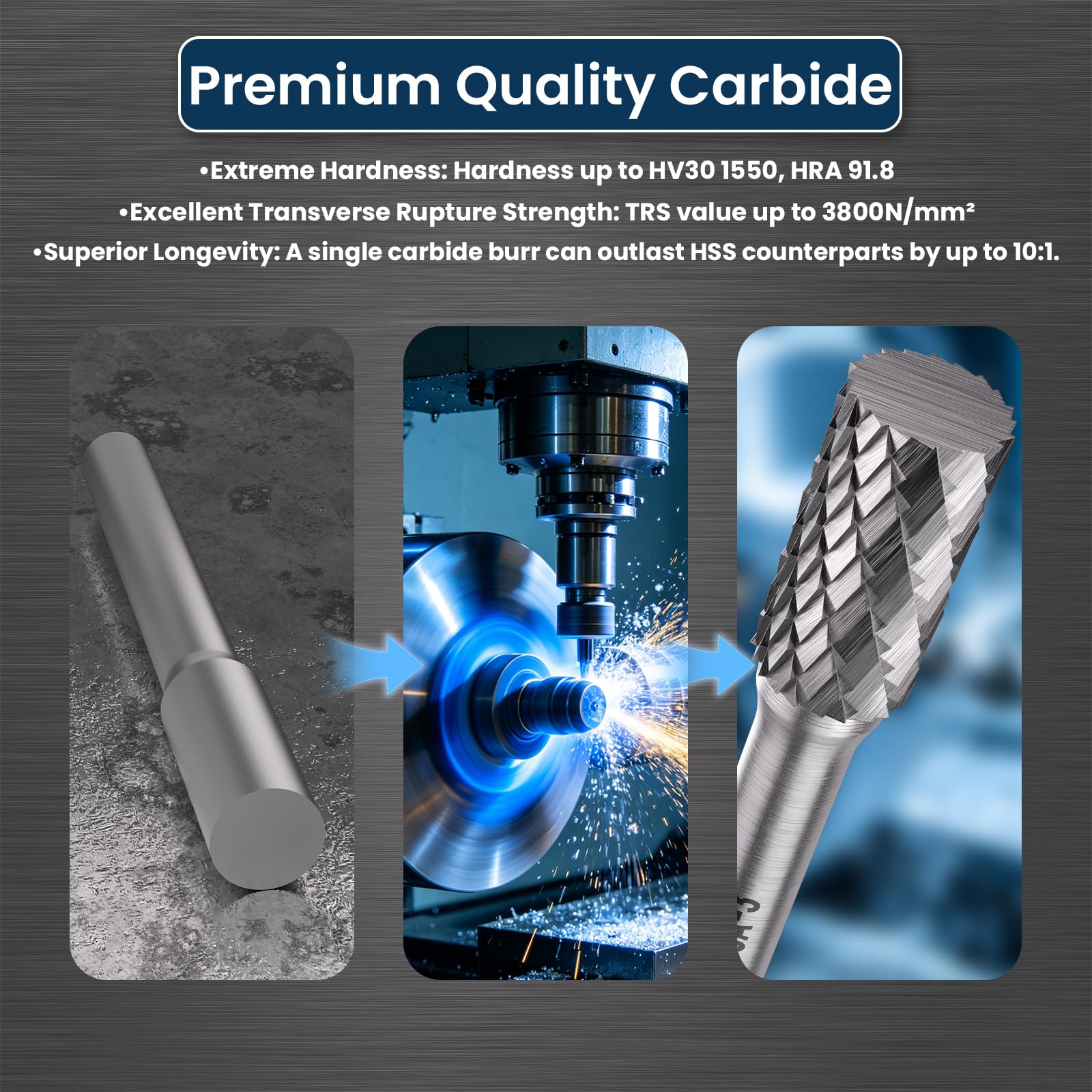 LU&MN SA-3 Tungsten Carbide Burr, 3/8" Head 1/4" Shank, 1 Pc — Amazon image 6