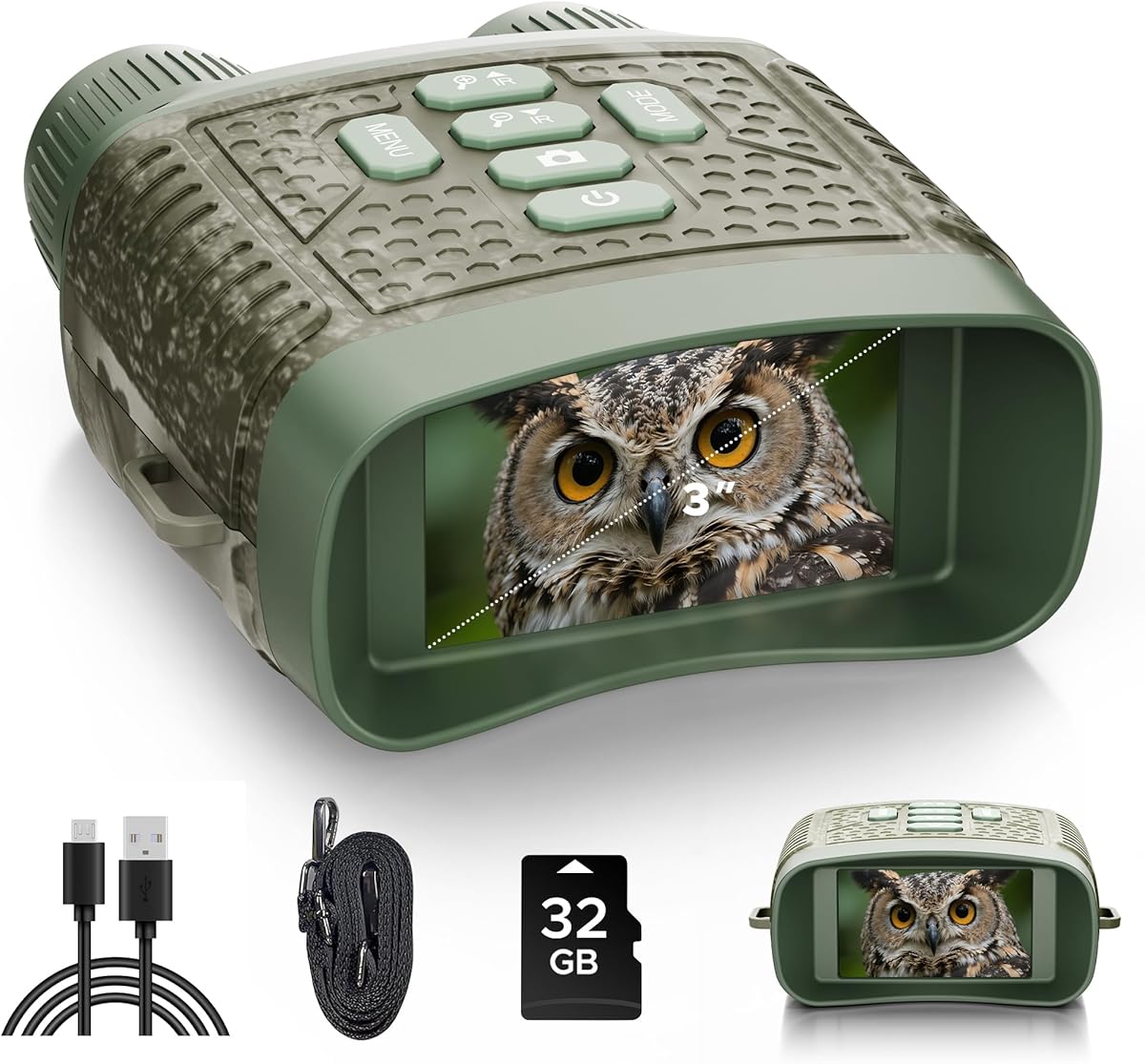 Night Vision Goggles, Night Vision Binocular 4K HD, 3'' LCD Screen with 5-Level Brightness Adjustment, Night Vision Goggles with 32GTF Card, 10x Digital Zoom &amp;1500ft Viewing Range for Camping