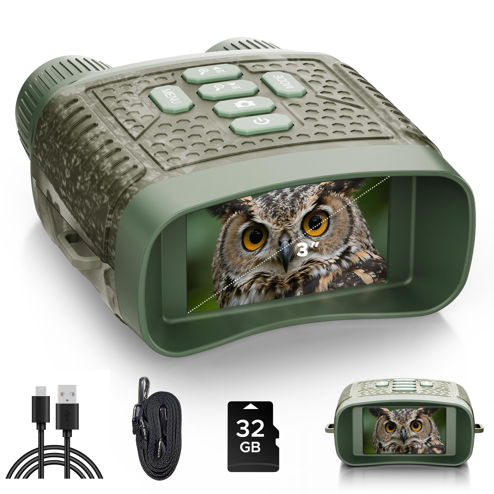 Jumelle Vision Nocturne, 4K 48MP Jumelles Vision Nocturne avec Carte 32Go & Batterie 5000mAh Rechargeable, Jumelle Infrarouge Vision Nocturne Zoom Numérique 10X Portée 400m pour Chasse, Camping