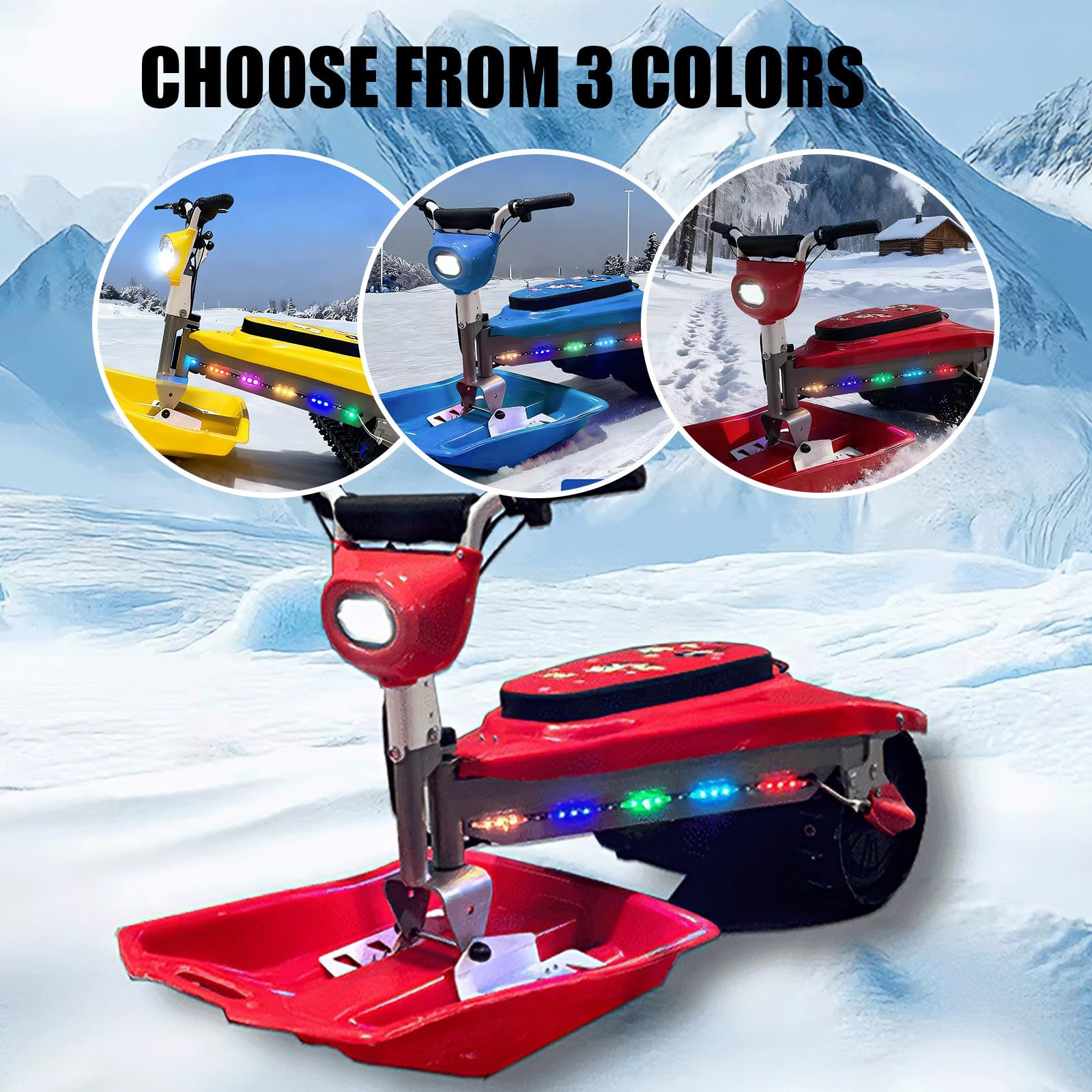 Moto De Nieve Eléctrica para Adultos con Luces Led, Motor Dual De 500 W, Autonomía De 40 Km, Ajuste De Velocidad Baja/Alta, con Orugas, para Aventuras Invernales Seguras B