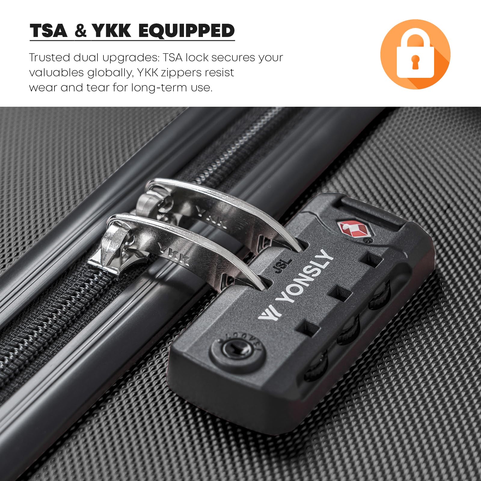Premium Reisekoffer TSA-Schloss,YKK-Reißverschluss Hartschalen-Koffer Trolley Kabinenkoffer Rollkoffer Suitcase Handgepäck 4 Rollen (Schwarz, XL)