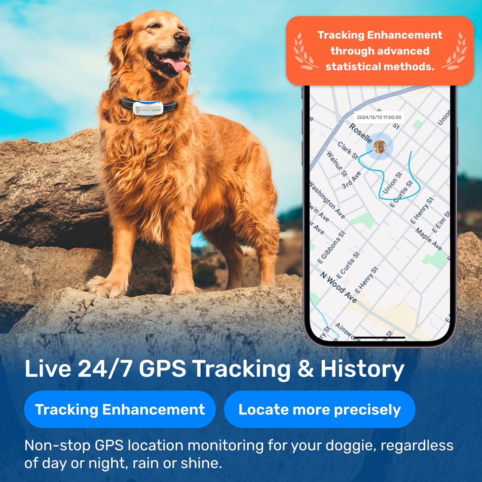 AI GPS Tracker for Dogs (30lbs+), Real Time Location and AI Vet Health Management, Electronic Fence, Waterproof, iOS and Android Universal（White） - image 8