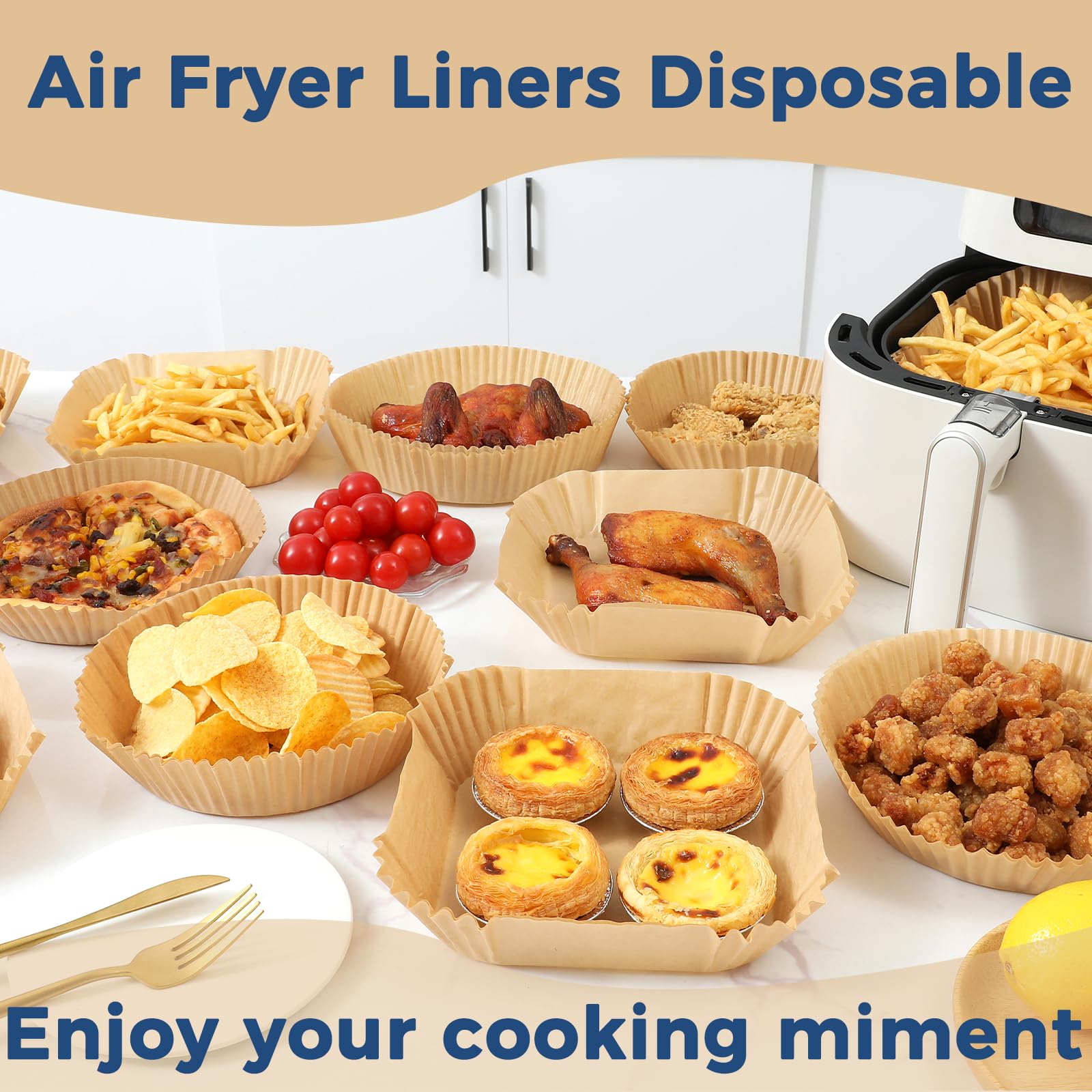 Foopama 100PCS Air Fryer Paper Liners, 6.5inch, Round, 100 Pieces 4