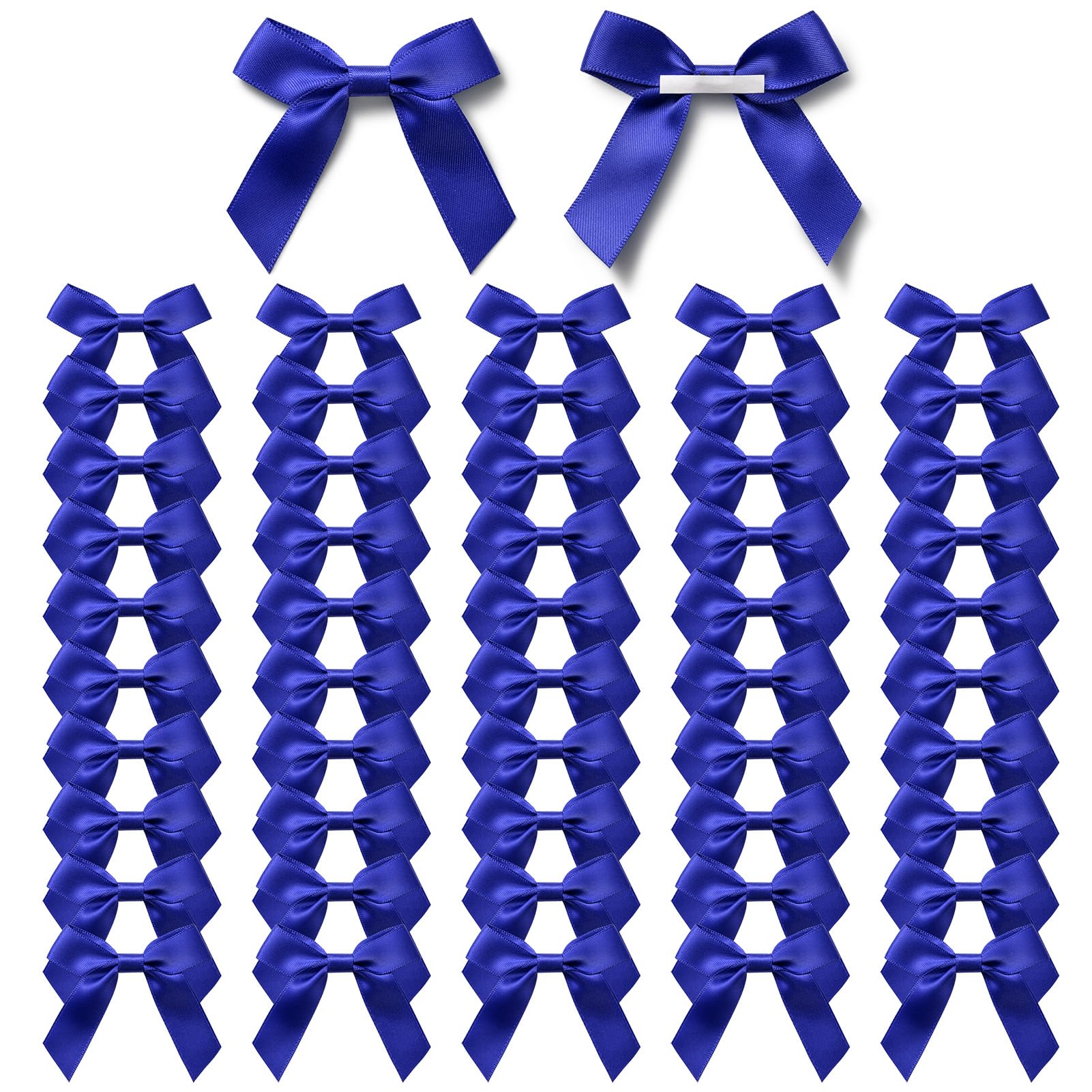 MORSUNBELA Lazos decorativos para boda, color azul, pequeños lazos de regalo, autoadhesivos, regalo para San Valentín, Navidad, cumpleaños, comunión, 50 unidades, azul real